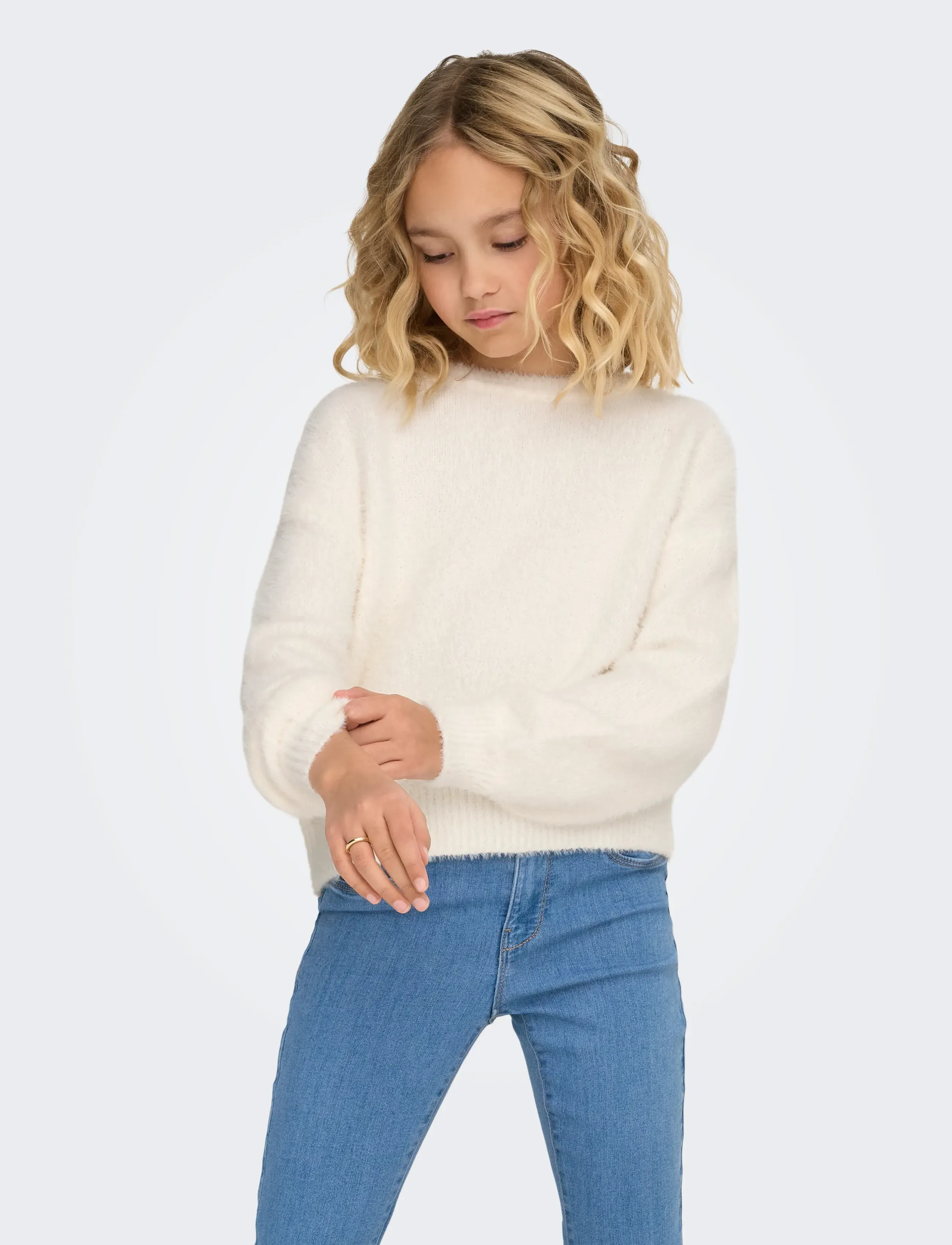 Kids Only KOGNEWPIUMO L/S PULLOVER KNT NOOS - Stickade tröjor - CLOUD DANCER / cream