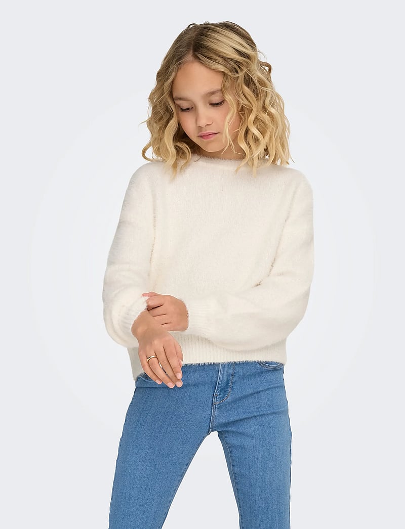 Kids Only - KOGNEWPIUMO L/S PULLOVER KNT NOOS - trøjer - cloud dancer - 0