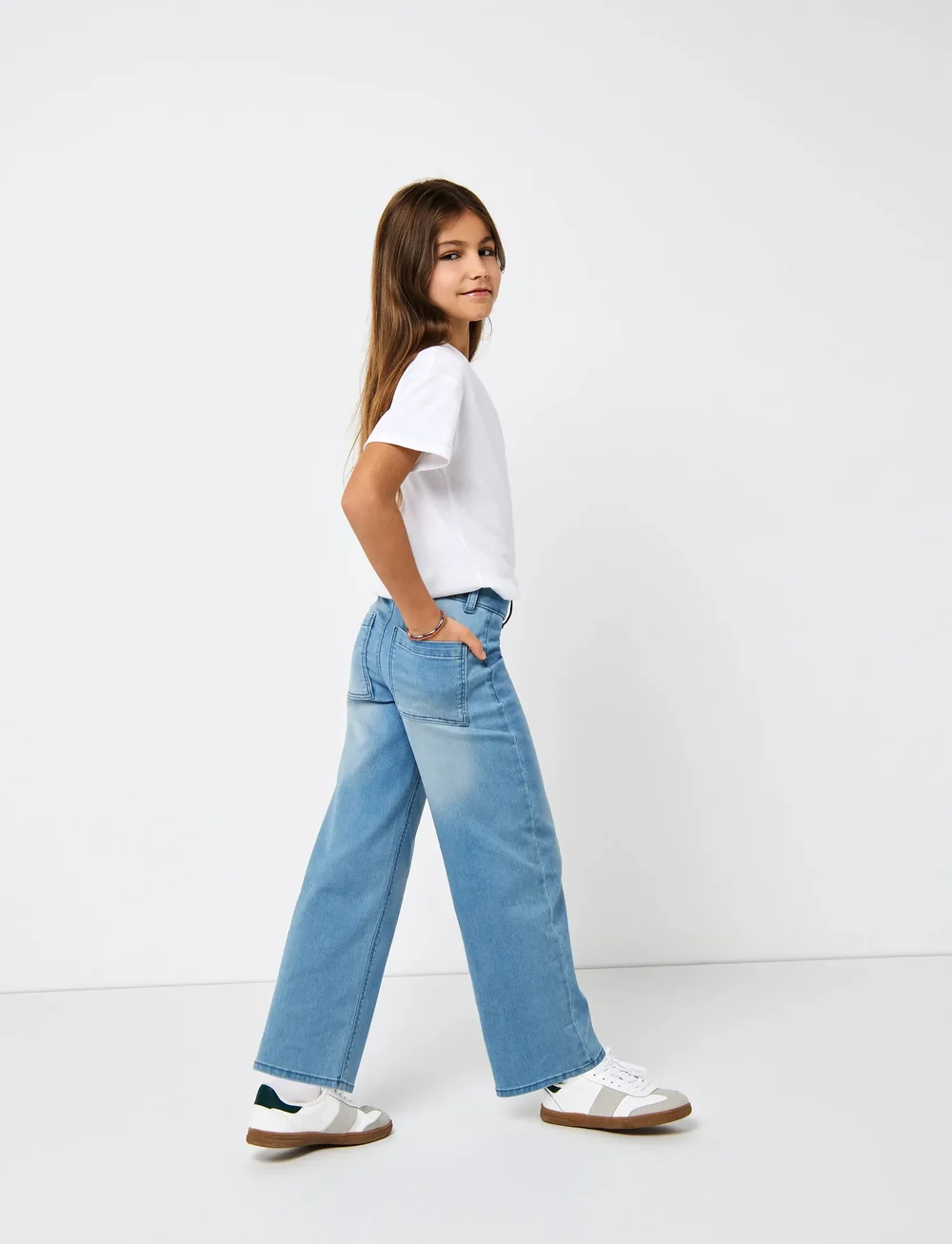 Kids Only - KOGSYLVIE CLEAN WIDE LEG LB DNM PIM NOOS - hosen mit weitem bein - light blue denim - 0