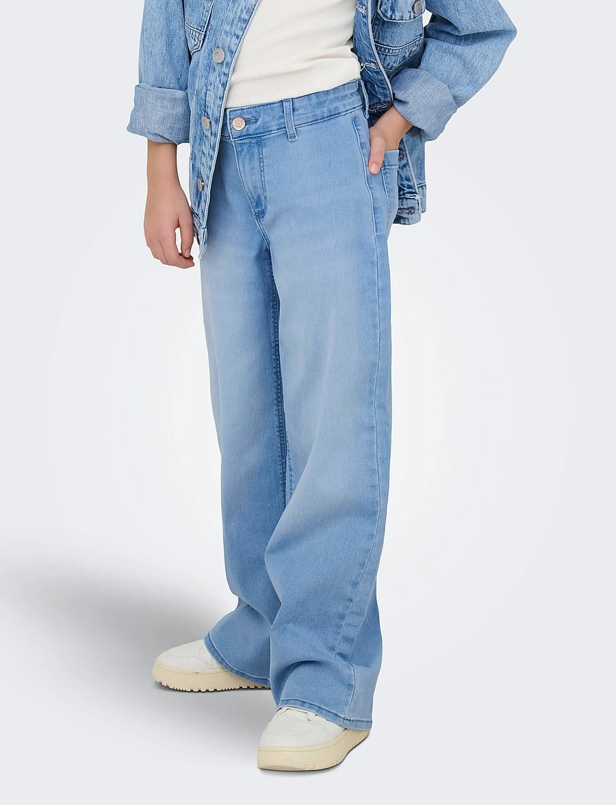 Kids Only - KOGSYLVIE CLEAN WIDE LEG LB DNM PIM NOOS - hosen mit weitem bein - light blue denim - 0