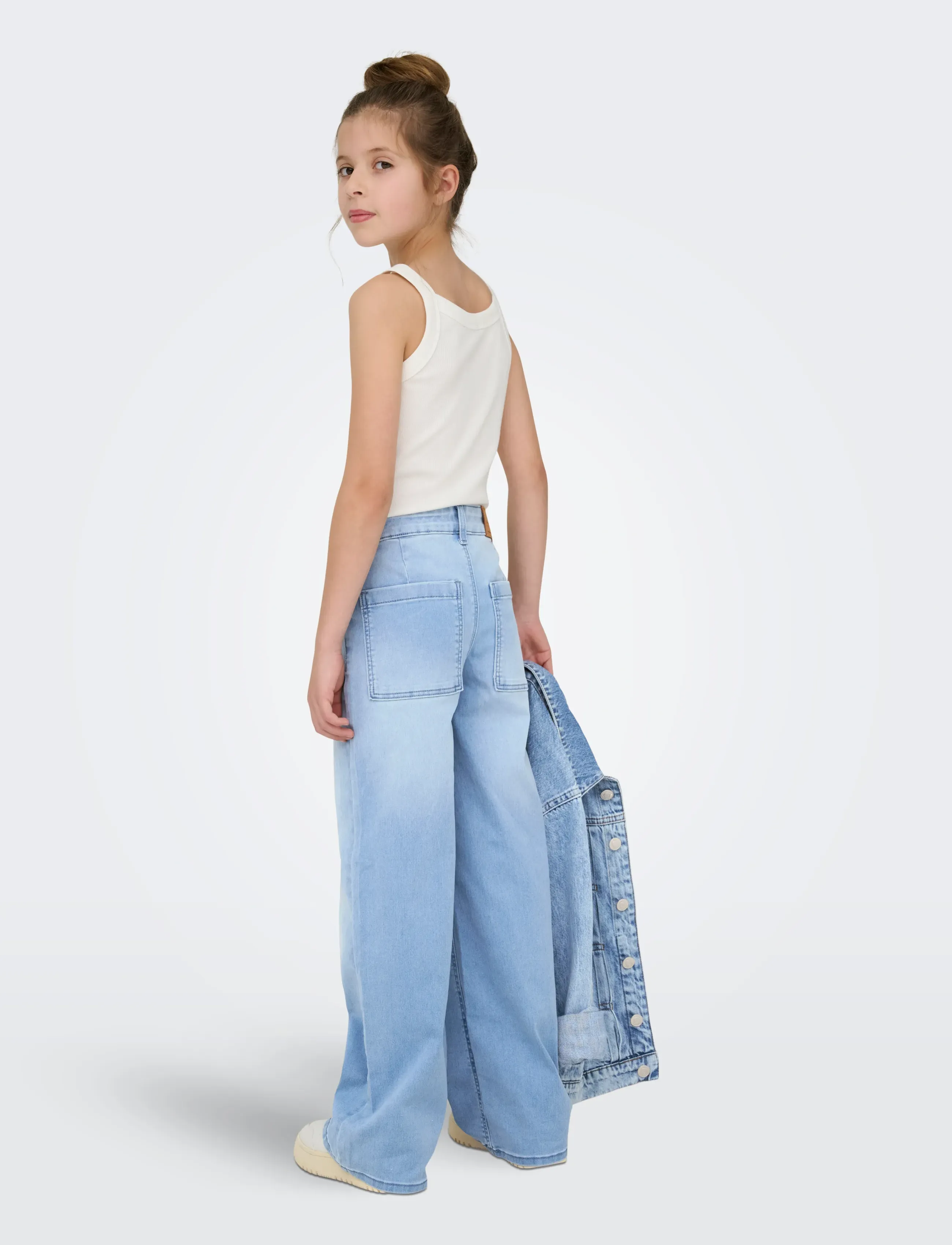 Kids Only - KOGSYLVIE CLEAN WIDE LEG LB DNM PIM NOOS - hosen mit weitem bein - light blue denim - 3