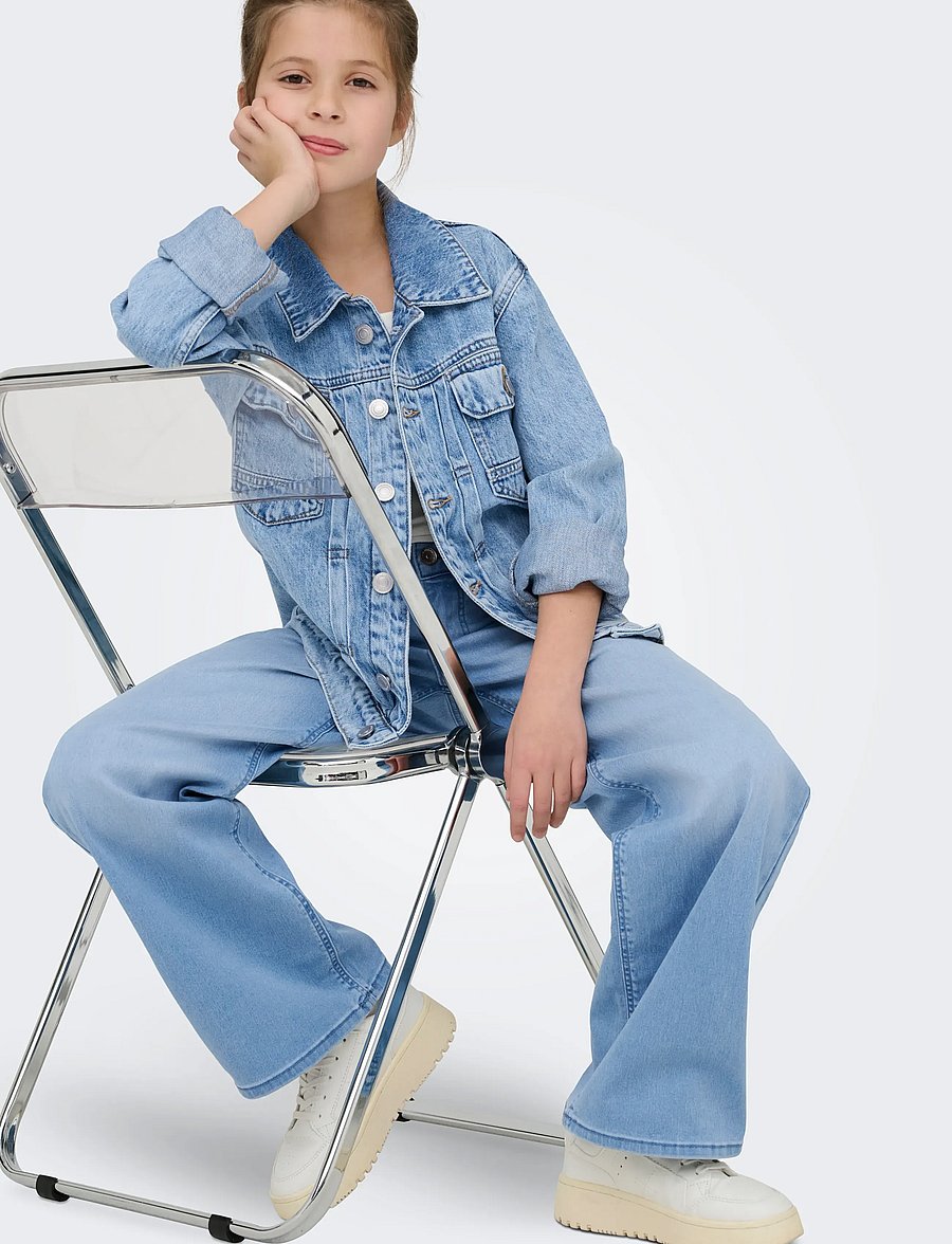 Kids Only - KOGSYLVIE CLEAN WIDE LEG LB DNM PIM NOOS - hosen mit weitem bein - light blue denim - 5