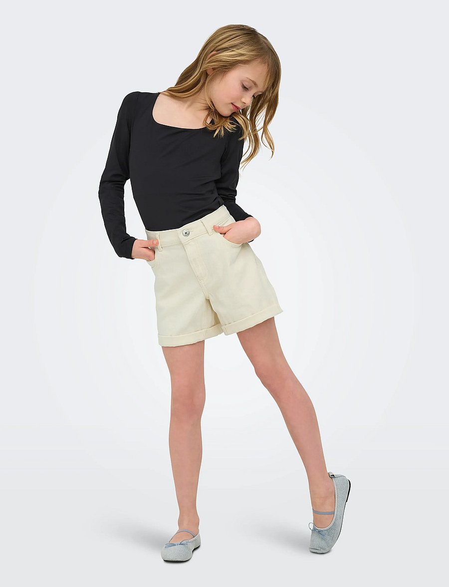 Kids Only - KOGVEGA REG MOM SHORTS DNM BJBOX NOOS - denimshorts - ecru - 4