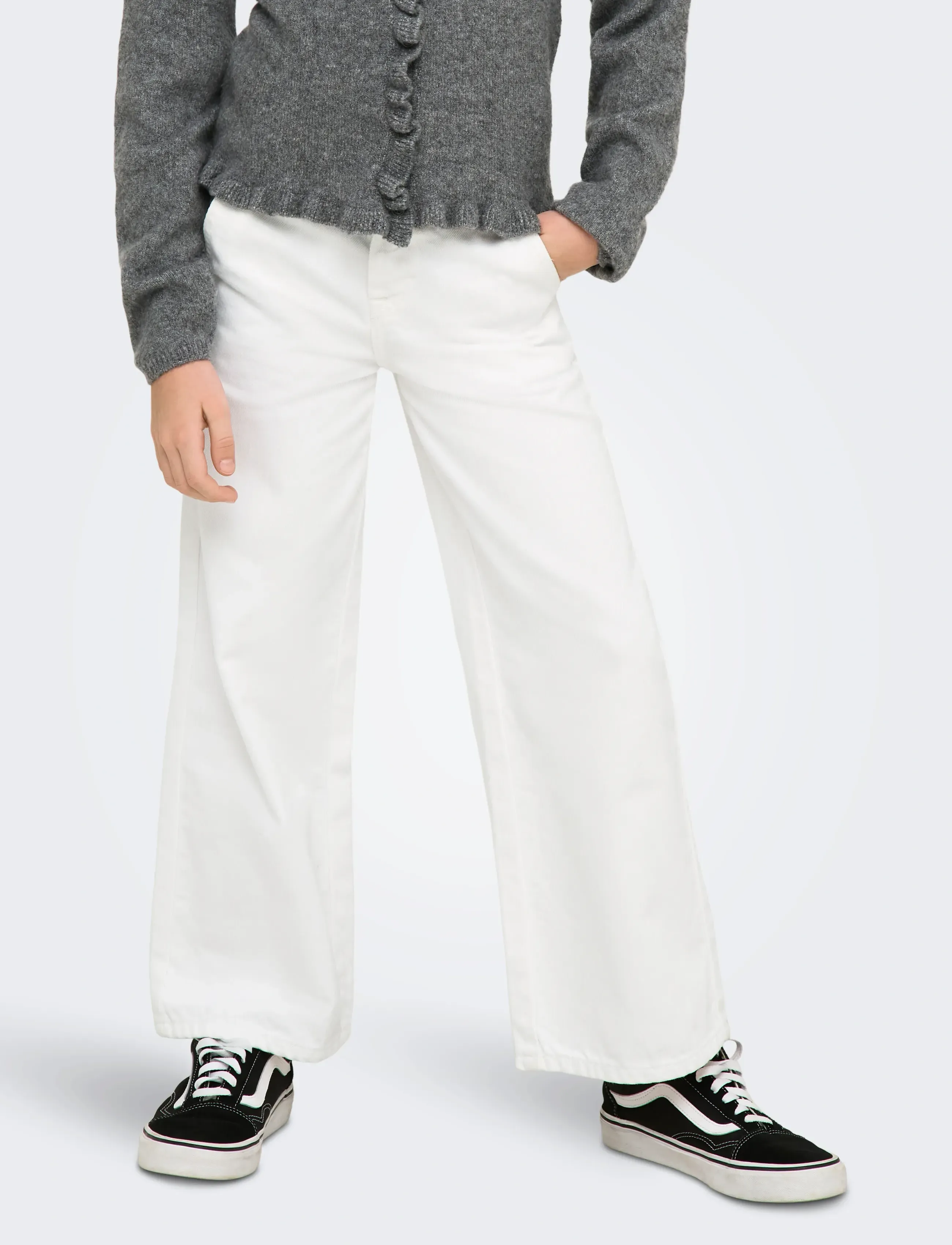 Kids Only Kogcomet Life Wide Dnm Guo020 Noos, Børn, Wide Leg Jeans, Hvid, Str: 140