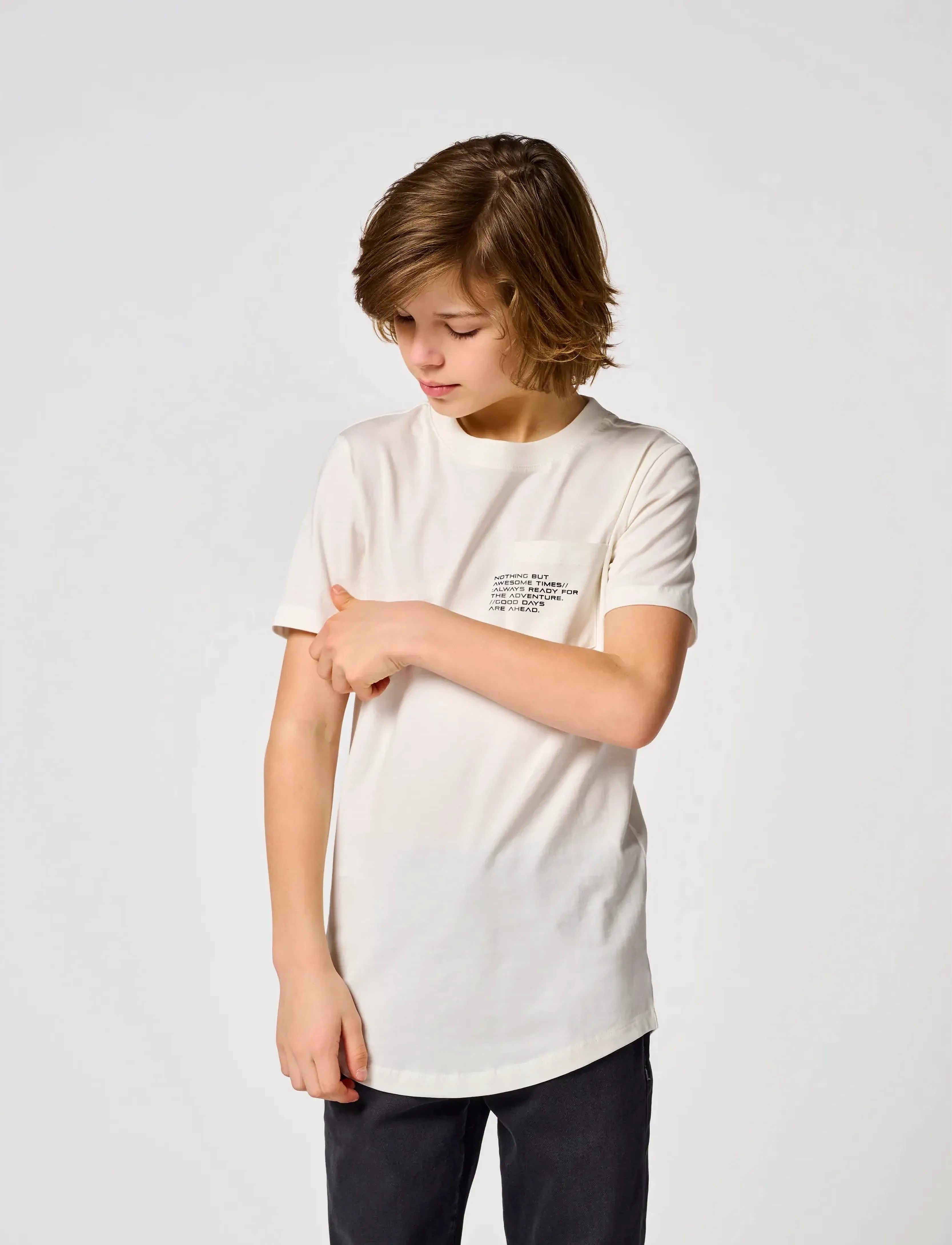Kids Only KOBMARINUS S/S TEE PRINT BOX JRS NOOS - Kortærmede T-shirts - CLOUD DANCER / white
