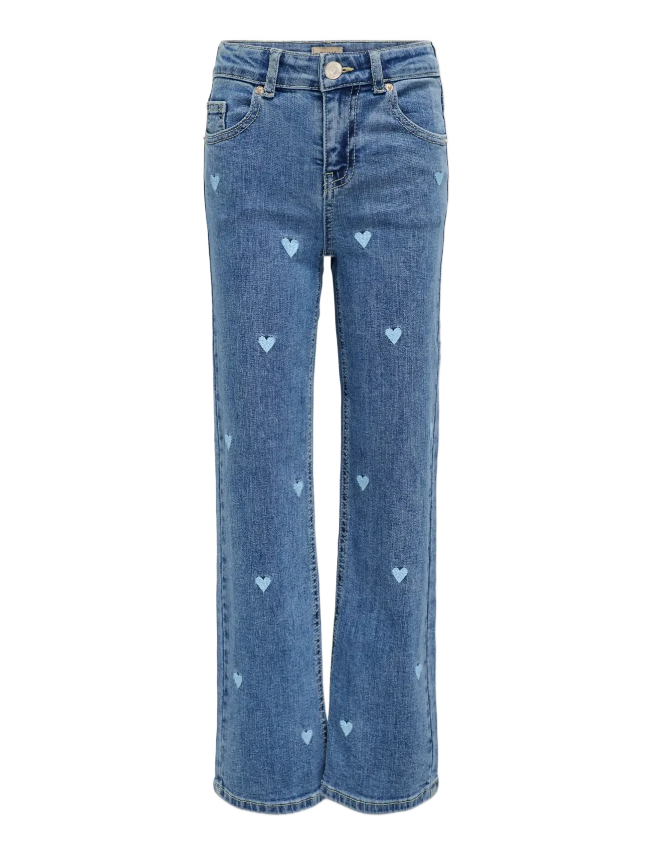 Kids Only KOGJUICY WIDE LEG HEART EMB JEANS NOOS - Brede jeans - LIGHT MEDIUM BLUE DENIM / blue