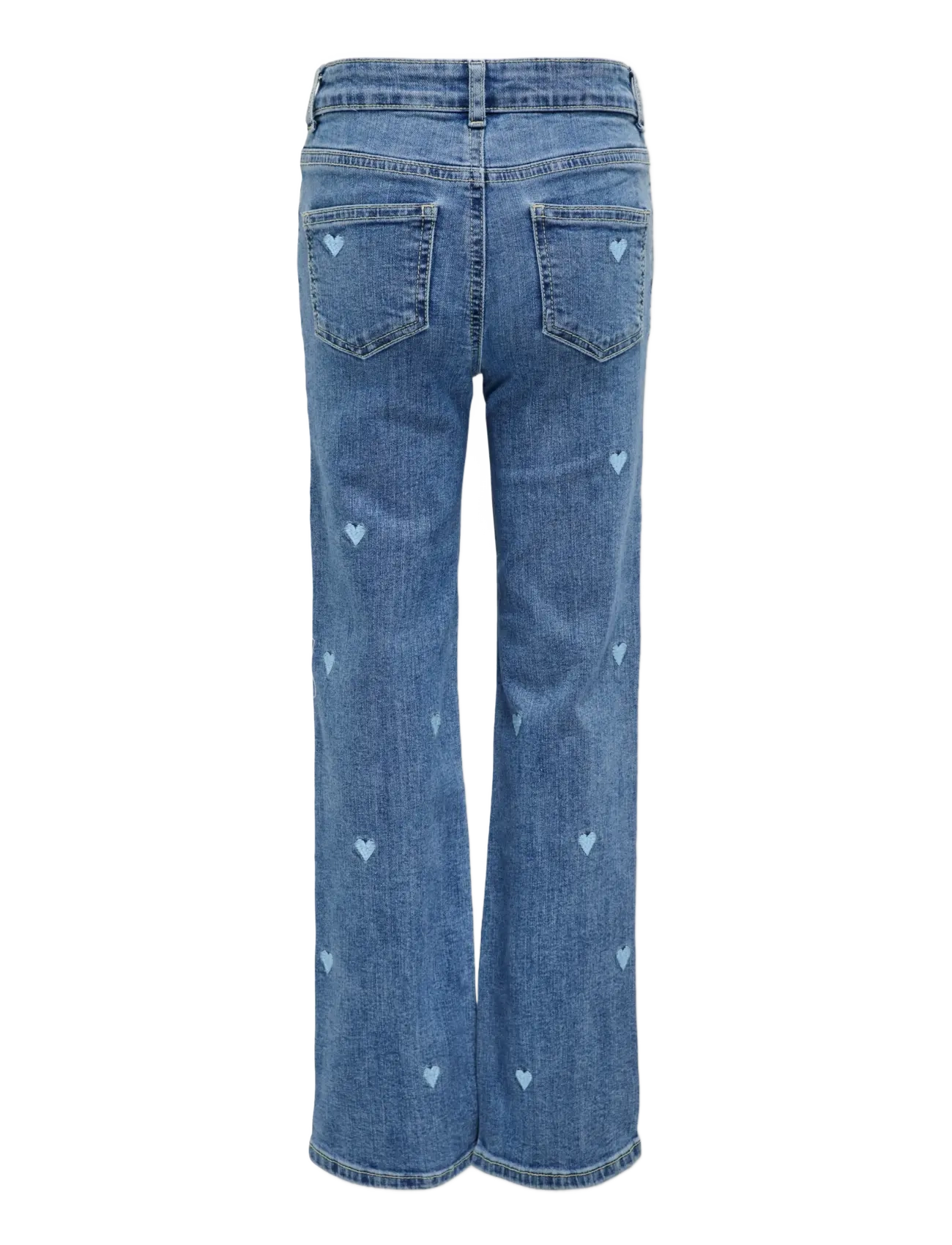 Kids Only - KOGJUICY WIDE LEG HEART EMB JEANS NOOS - pantalons larges - light medium blue denim - 1