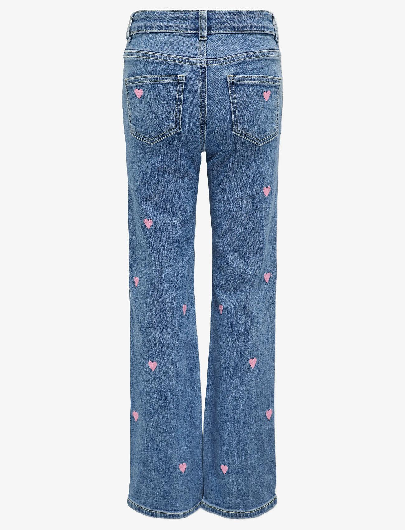 Kids Only - KOGJUICY WIDE LEG HEART EMB JEANS NOOS - alt laienevad teksad - light medium blue denim - 2