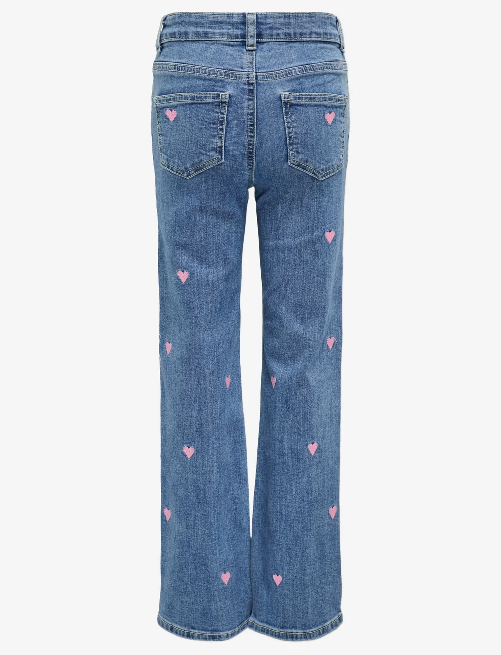Kids Only - KOGJUICY WIDE LEG HEART EMB JEANS NOOS - bootcut jeans - light medium blue denim - 2