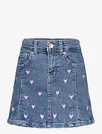 KOGHOXTON HEART EMBROIDERY DNM SKIRT - LIGHT MEDIUM BLUE DENIM