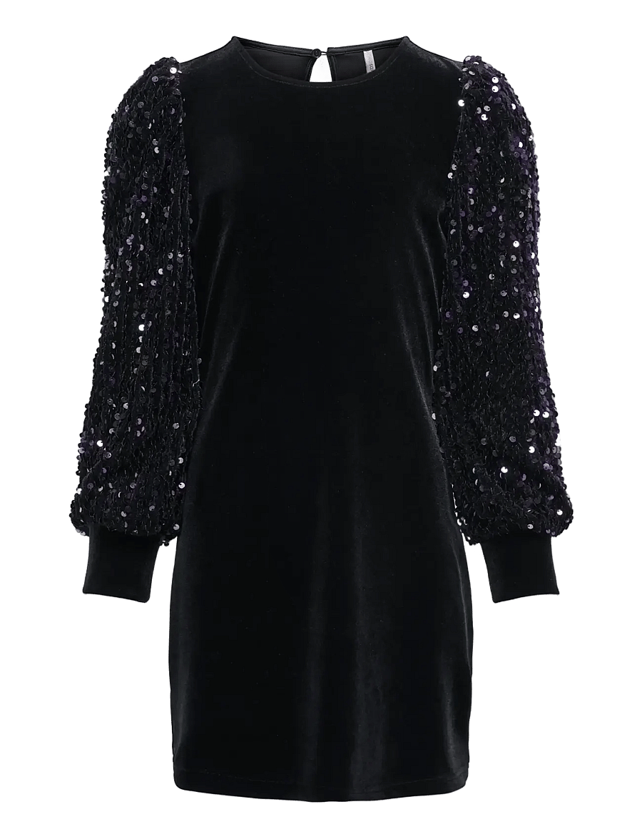 Kids Only - KOGCONFIDENCE L/S SEQUINS DRESS JRS - festkjoler - black - 0