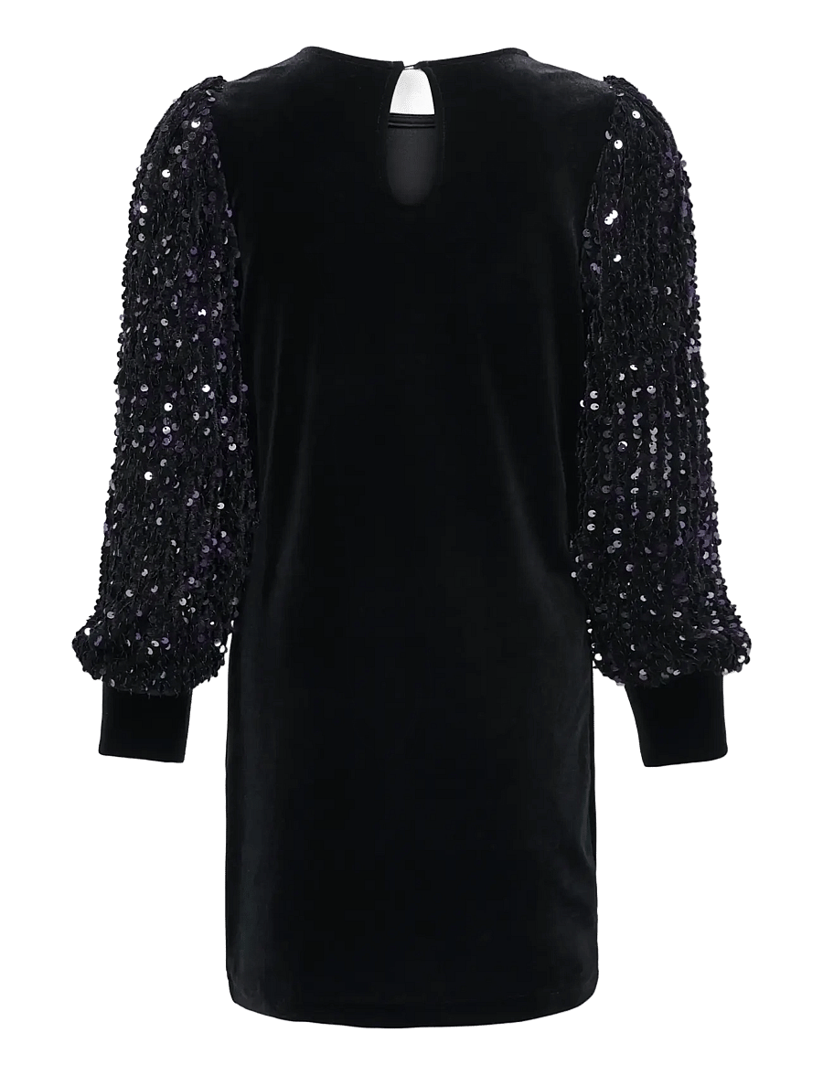Kids Only - KOGCONFIDENCE L/S SEQUINS DRESS JRS - festkjoler - black - 1