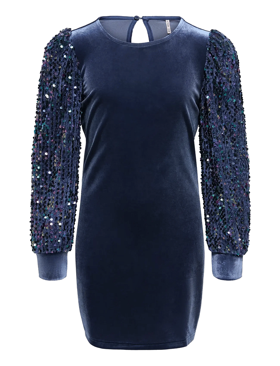 Kids Only - KOGCONFIDENCE L/S SEQUINS DRESS JRS - partykleider - naval academy - 1