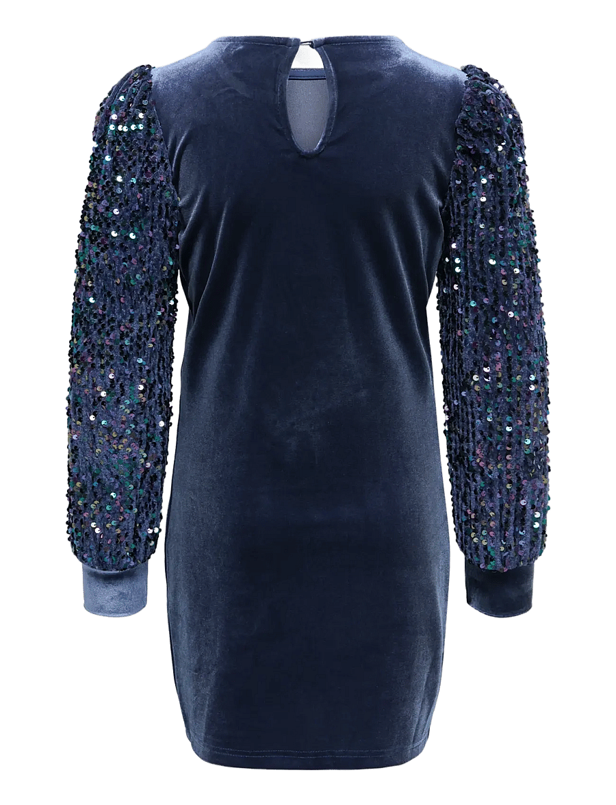 Kids Only - KOGCONFIDENCE L/S SEQUINS DRESS JRS - partykleider - naval academy - 2