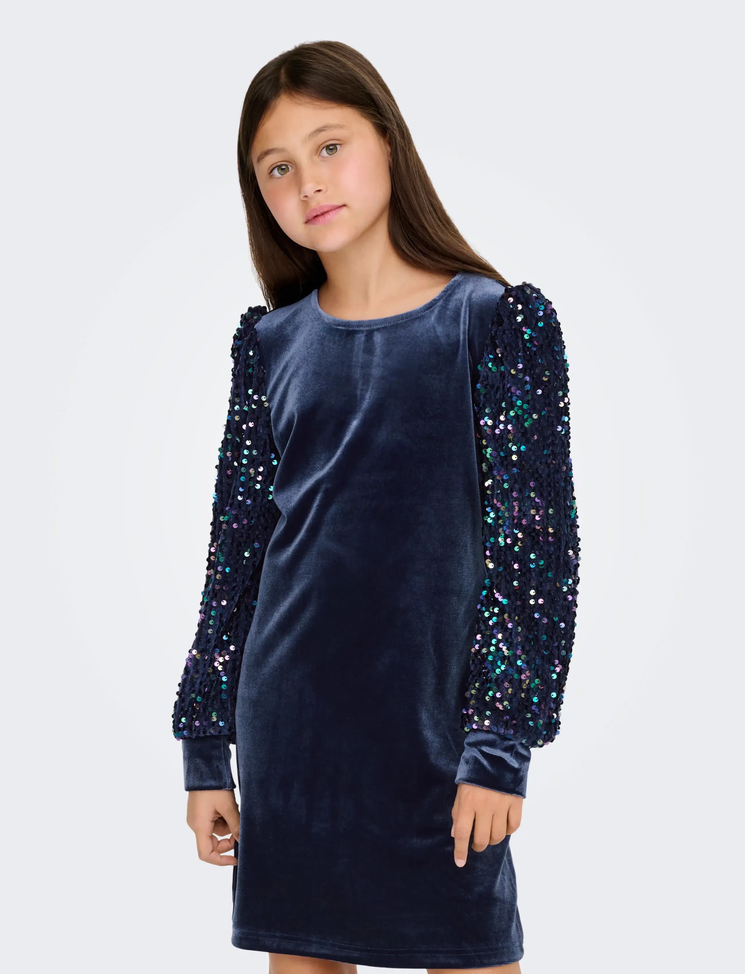 Kids Only - KOGCONFIDENCE L/S SEQUINS DRESS JRS - partykleider - naval academy - 0