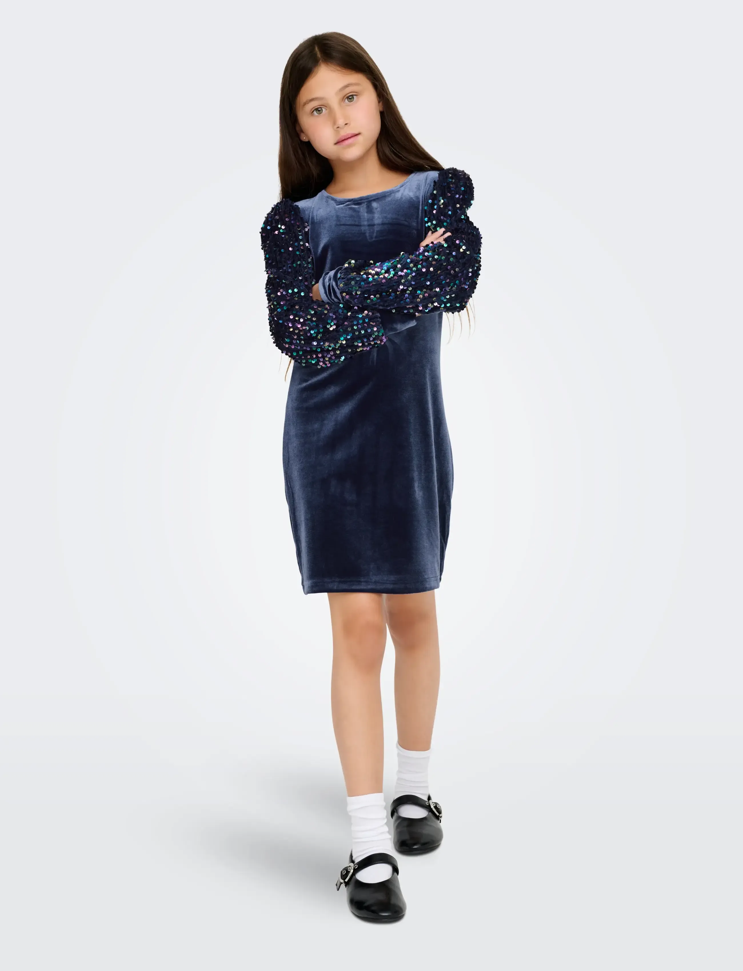 Kids Only - KOGCONFIDENCE L/S SEQUINS DRESS JRS - partykleider - naval academy - 4