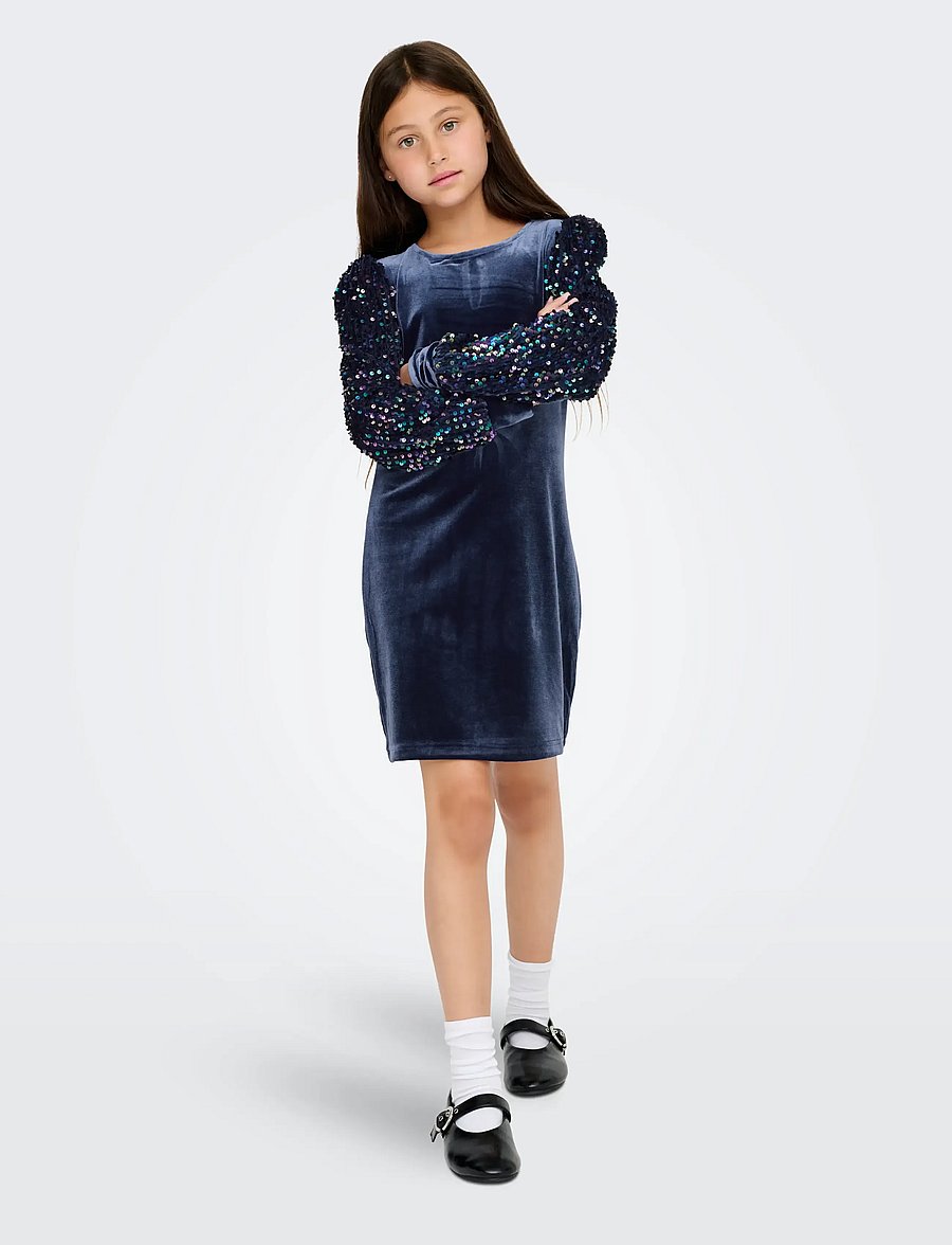 Kids Only - KOGCONFIDENCE L/S SEQUINS DRESS JRS - partykleider - naval academy - 4