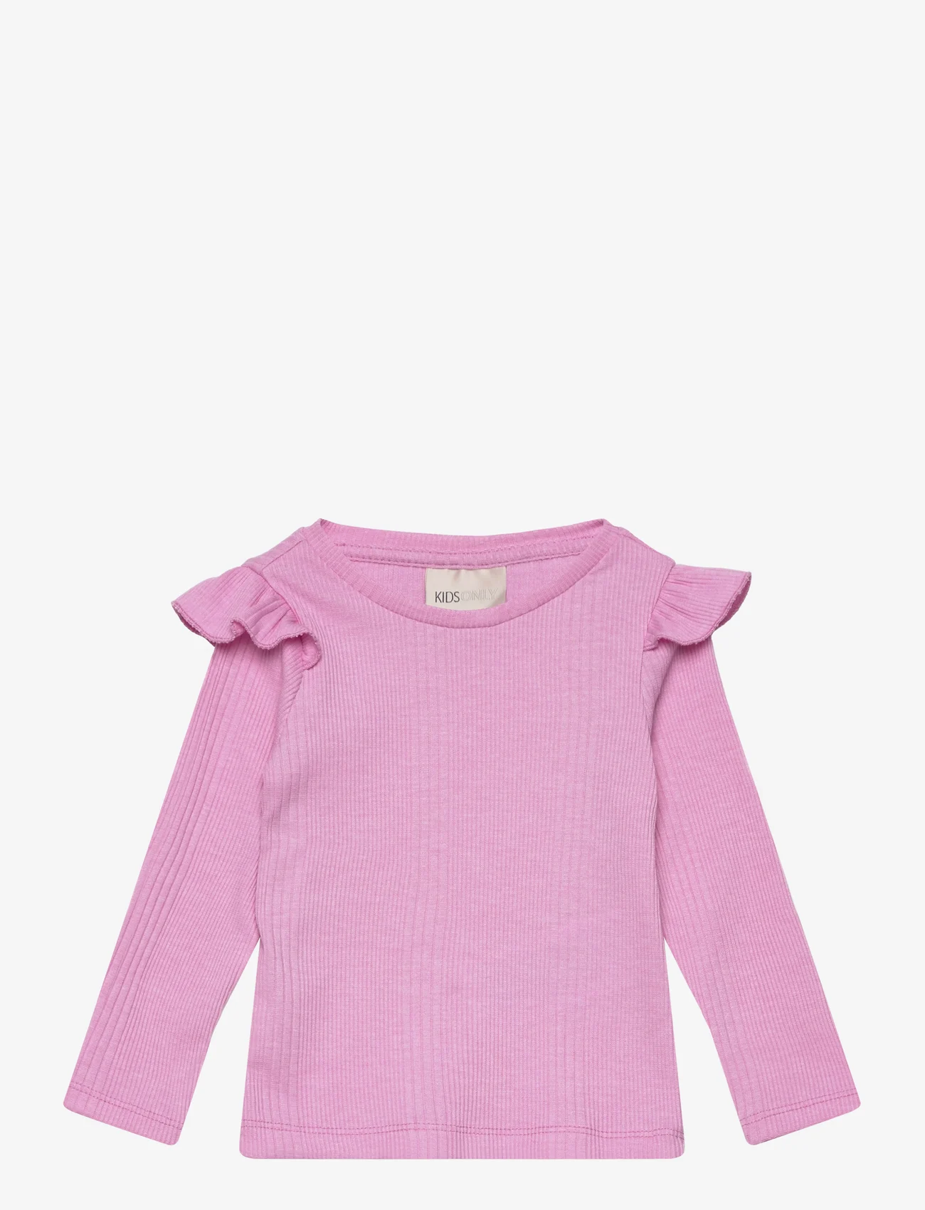 Kids Only - KMGSILJA L/S O-NECK FRILL JRS - langermede t-skjorter - begonia pink - 0