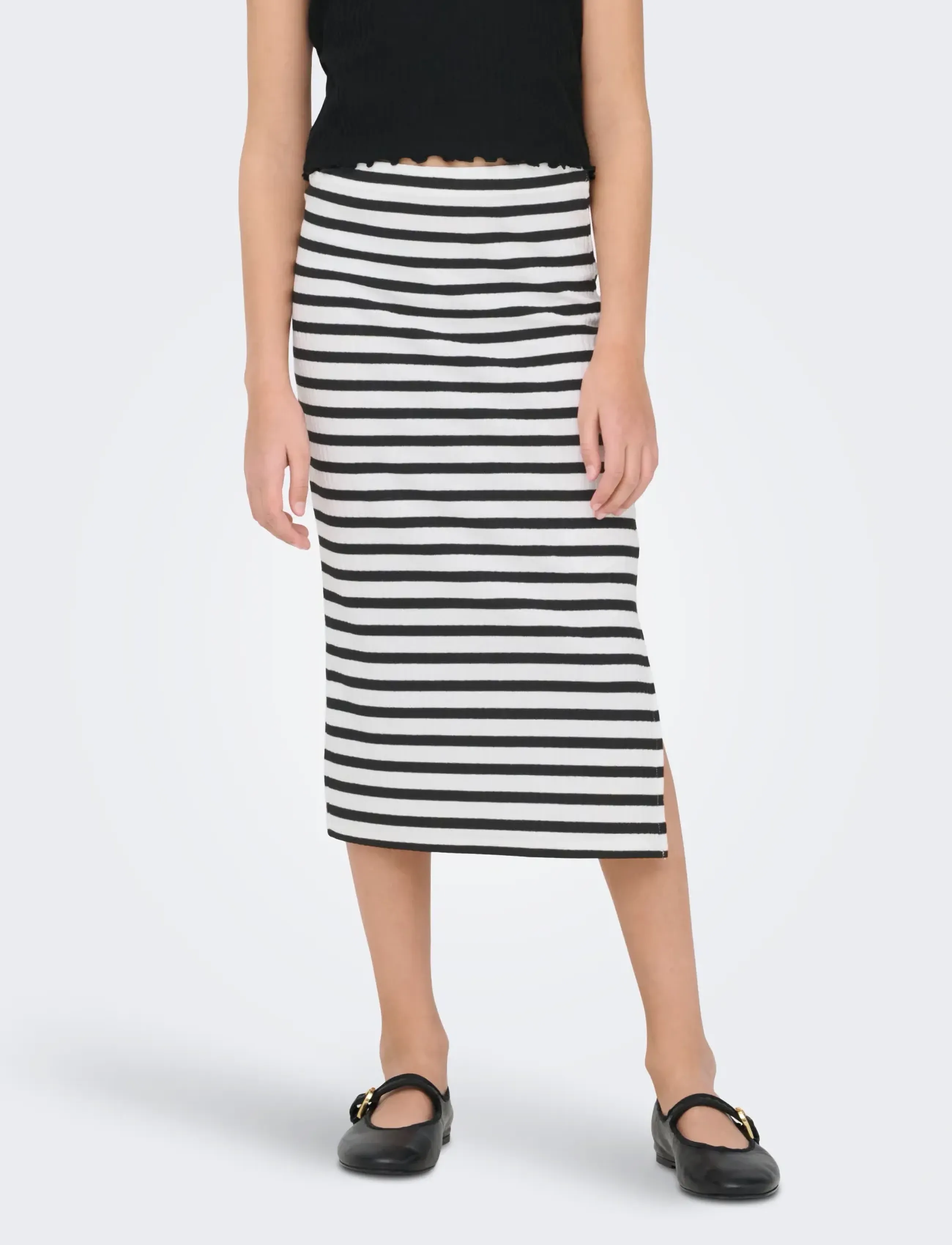 Kids Only Kognella Long Side Slit Skirt Jrs Noos, 140, Black, Nederdele > Midi-Nederdele, Børn
