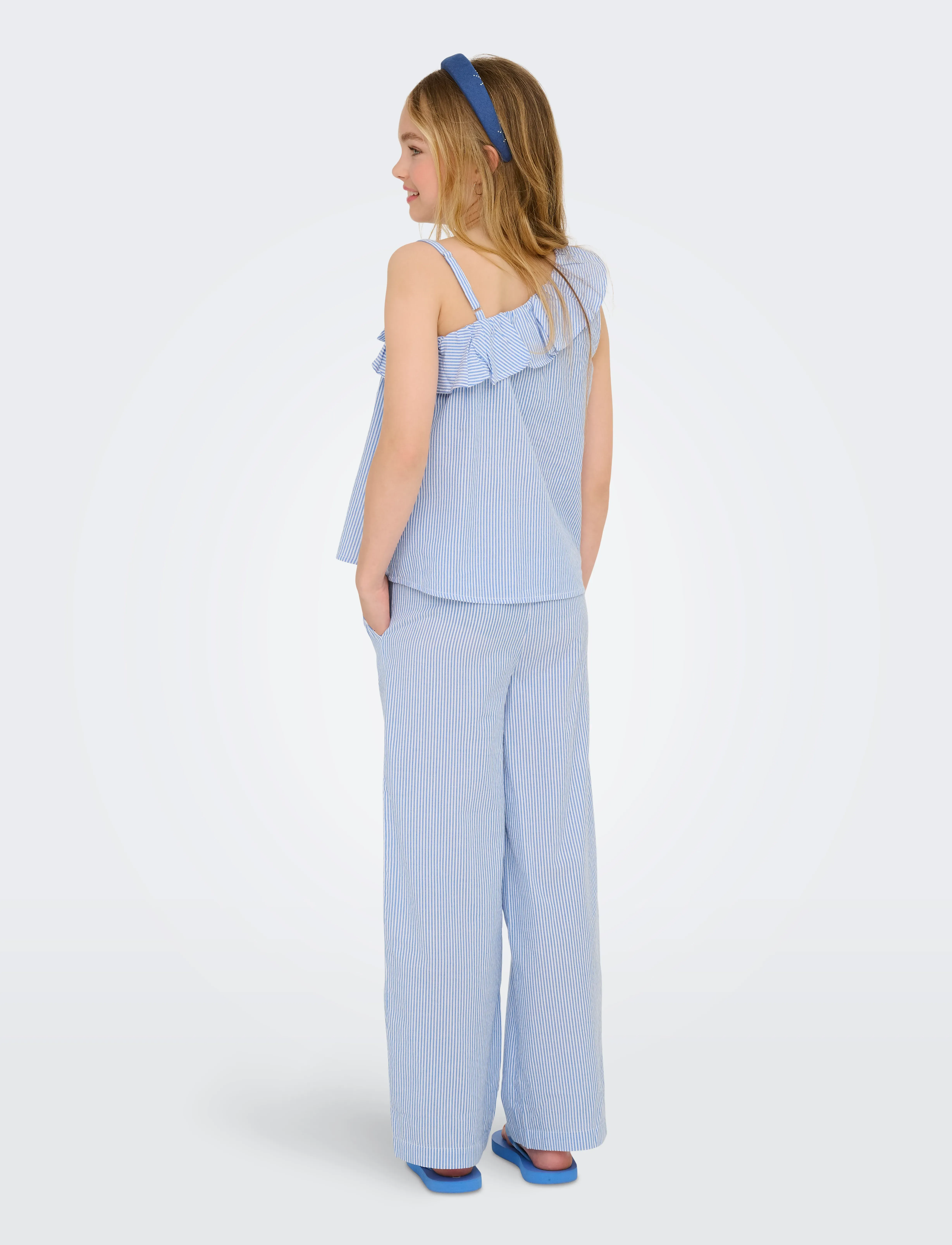 Kids Only - KOGSMILLA LIFE STRIPE PANT WVN NOOS - bukser - cloud dancer - 3