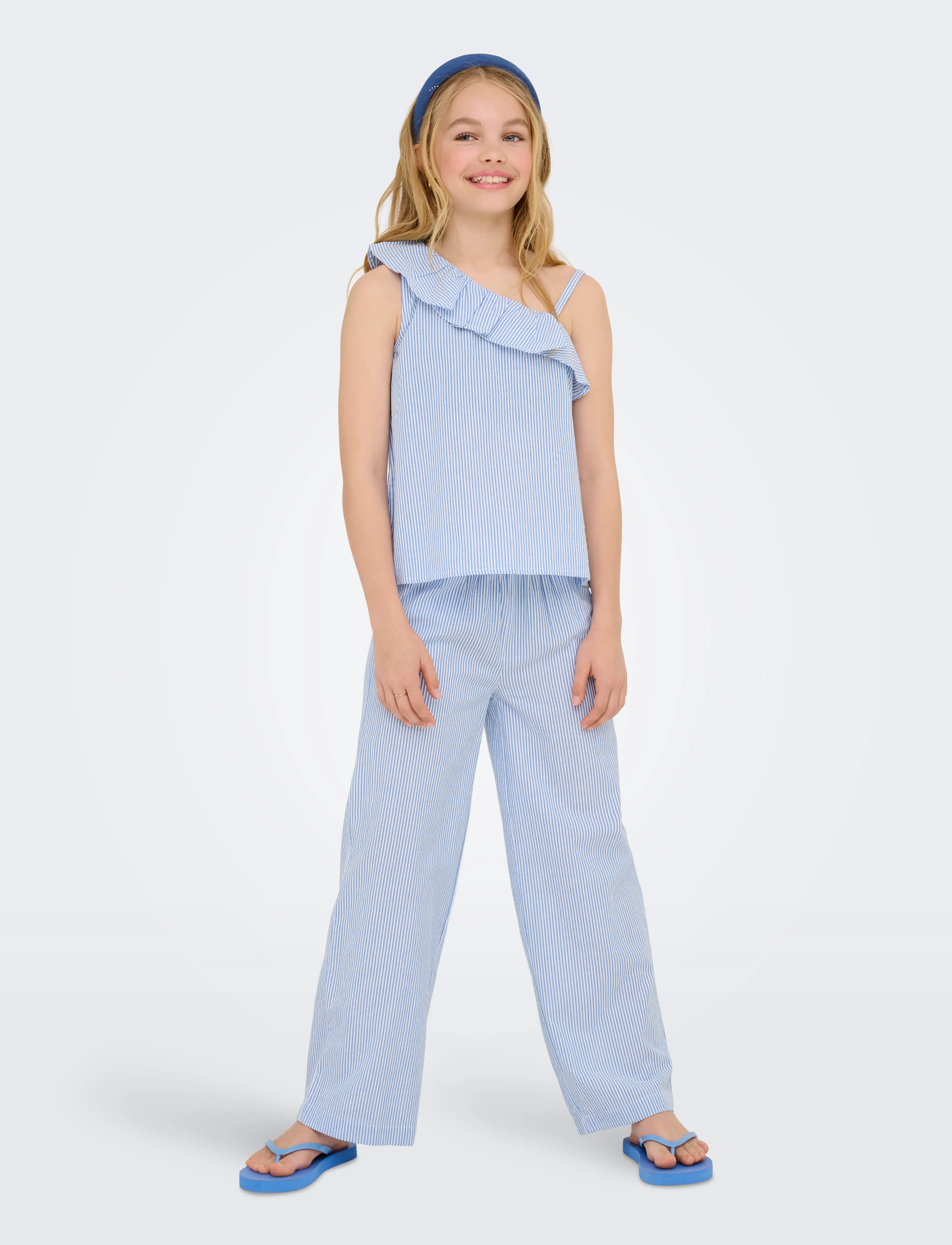 Kids Only - KOGSMILLA LIFE STRIPE PANT WVN NOOS - bukser - cloud dancer - 5