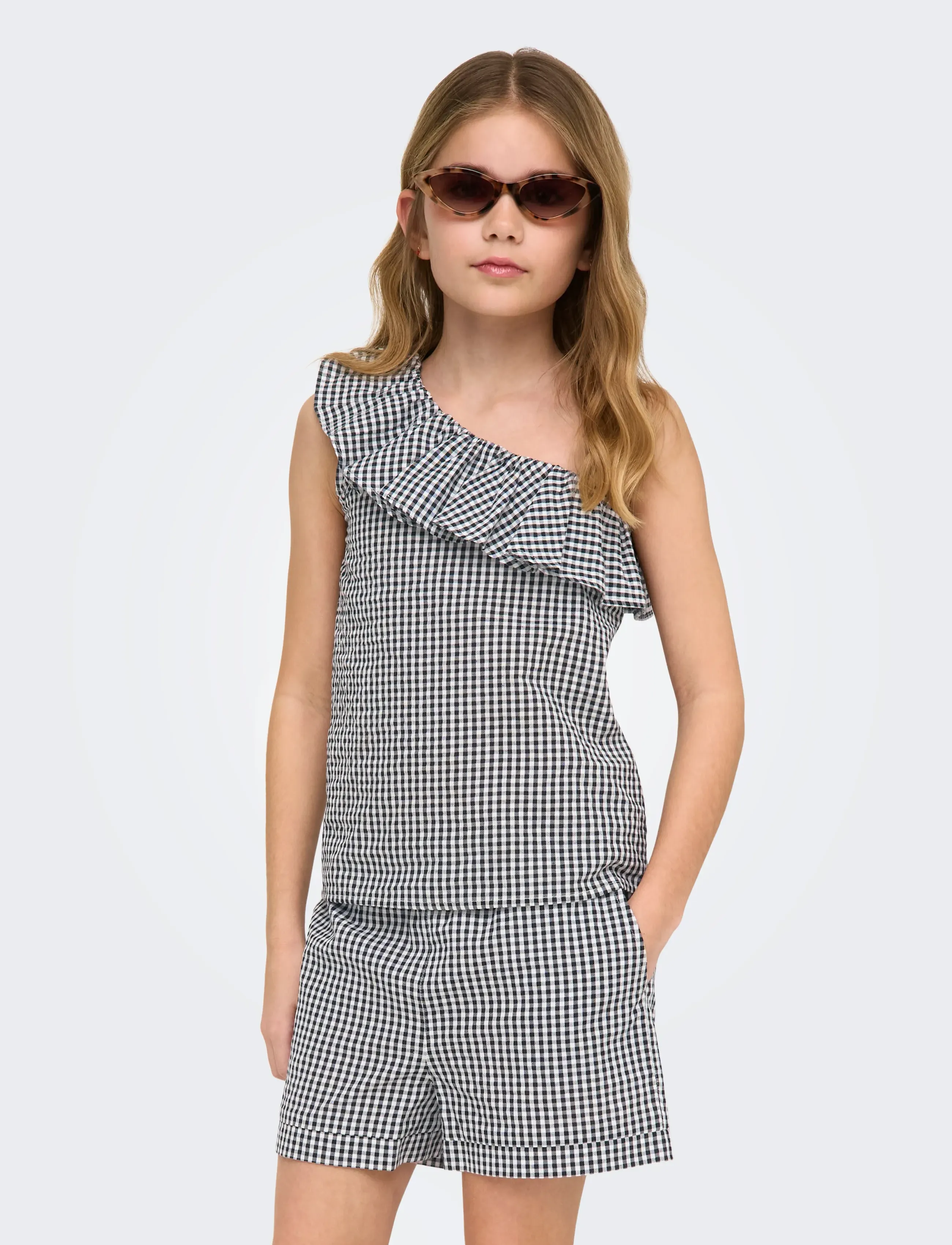 Kids Only Kogsmilla S/L Oneshoulder Top Wvn, Børn, One Shoulder Top, Sort, Str: 158