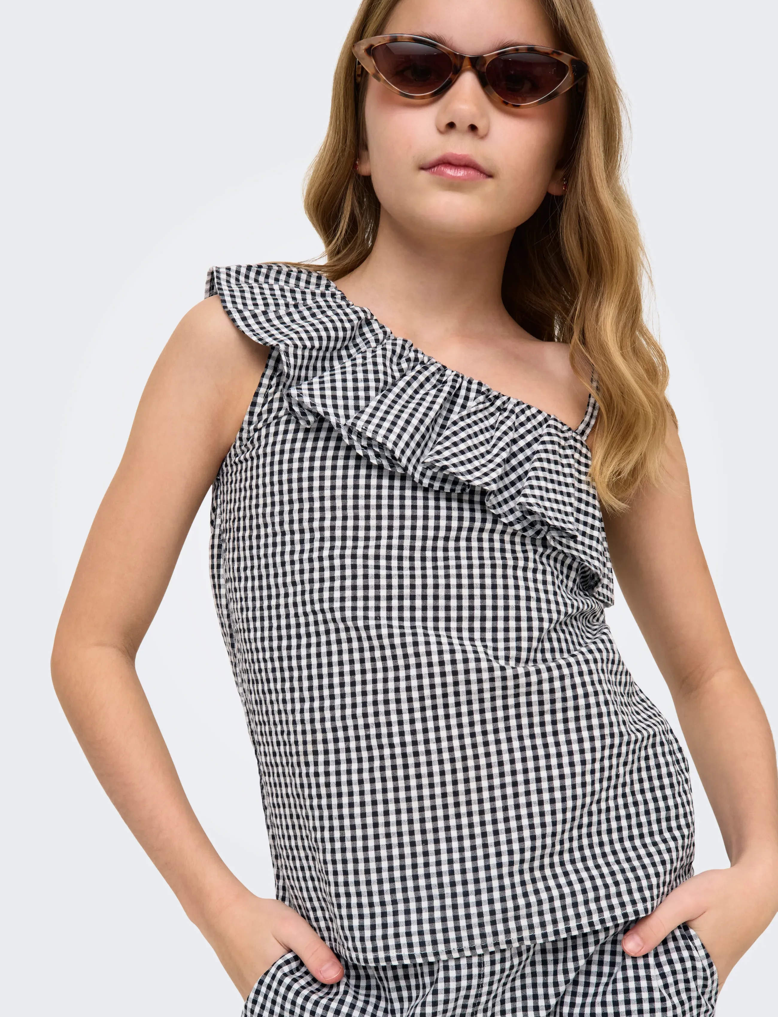 Kids Only - KOGSMILLA S/L ONESHOULDER TOP WVN - tank top - black - 5