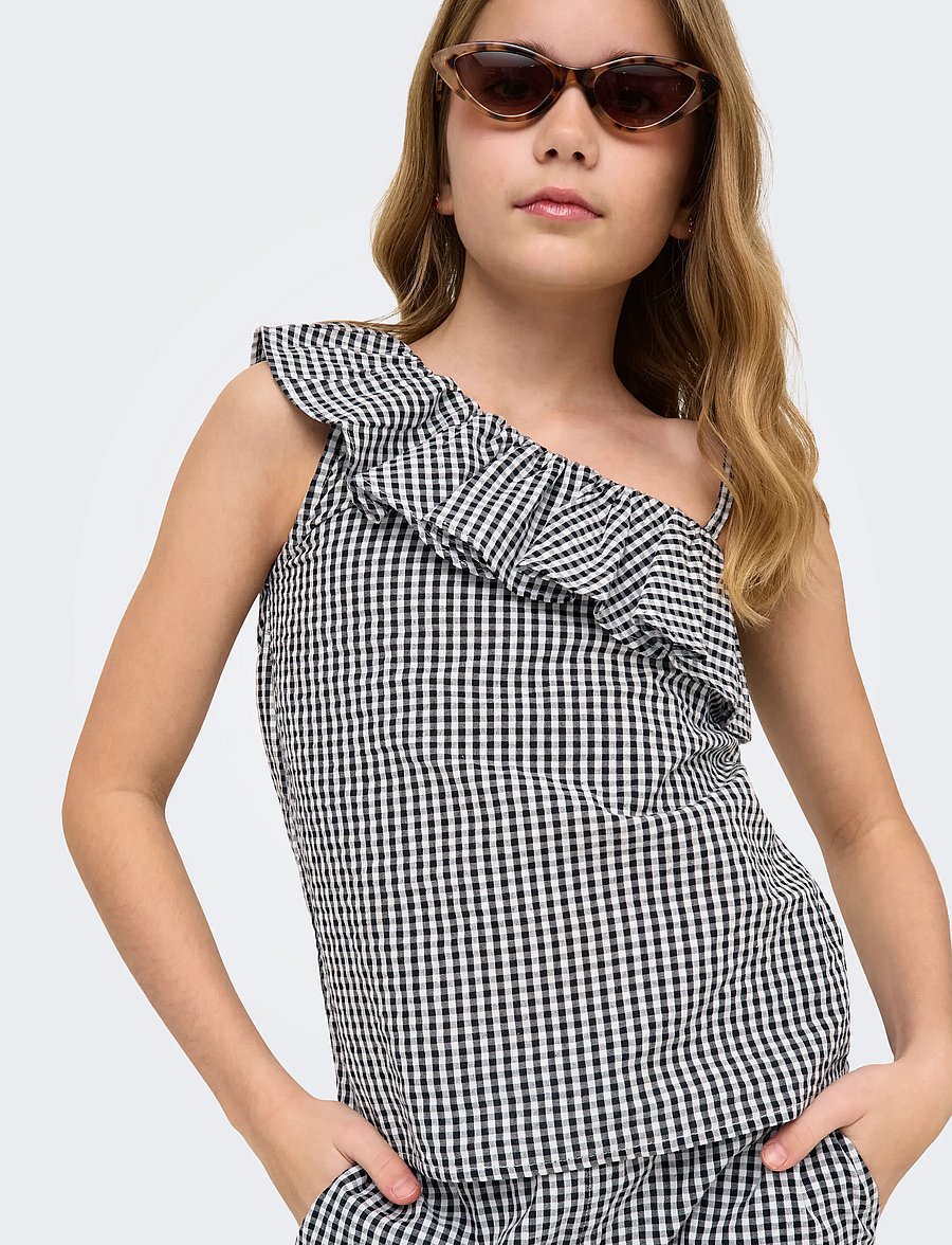 Kids Only - KOGSMILLA S/L ONESHOULDER TOP WVN - tanktops - black - 5