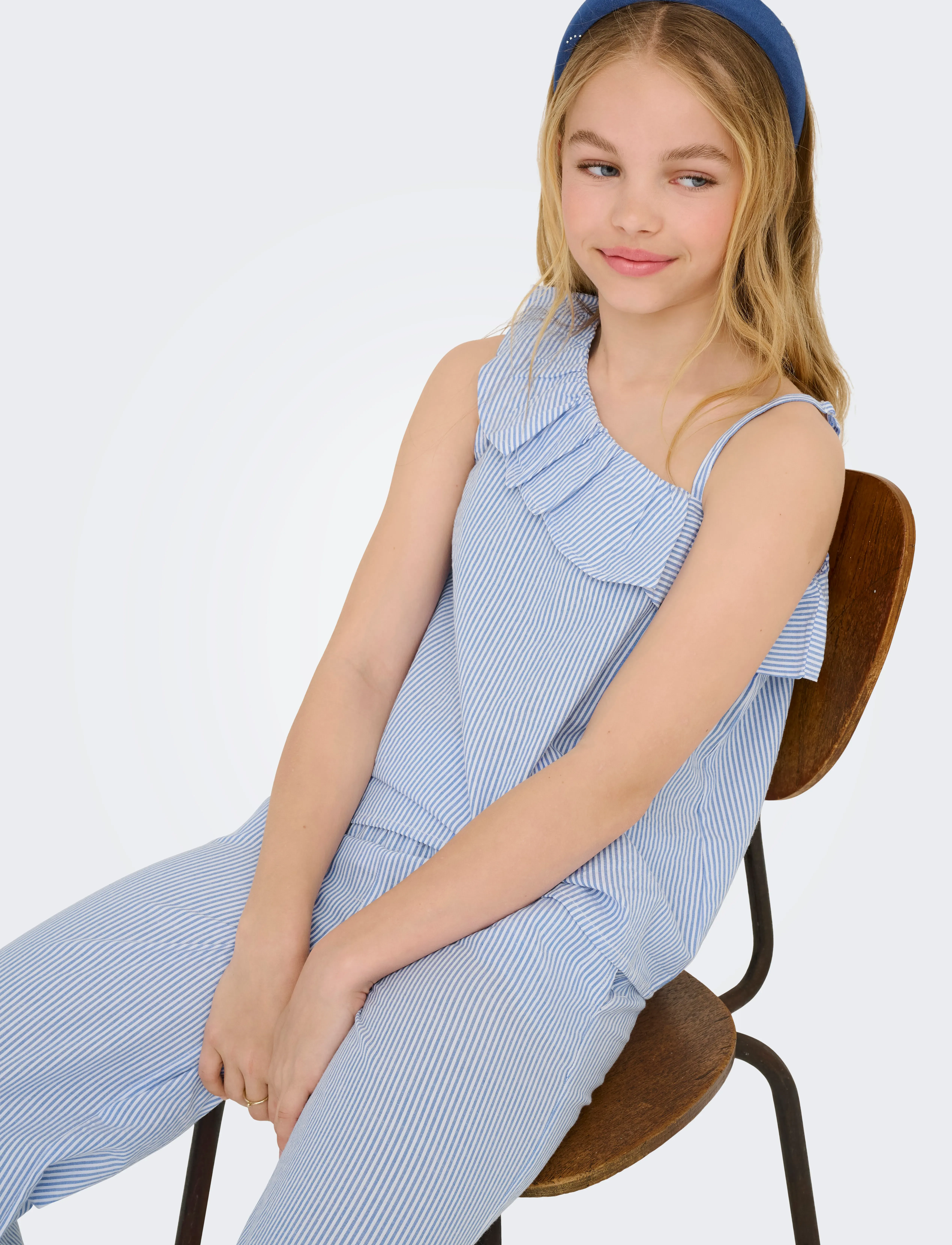 Kids Only - KOGSMILLA S/L ONESHOULDER TOP WVN - Ærmeløs undertrøje - cloud dancer - 4
