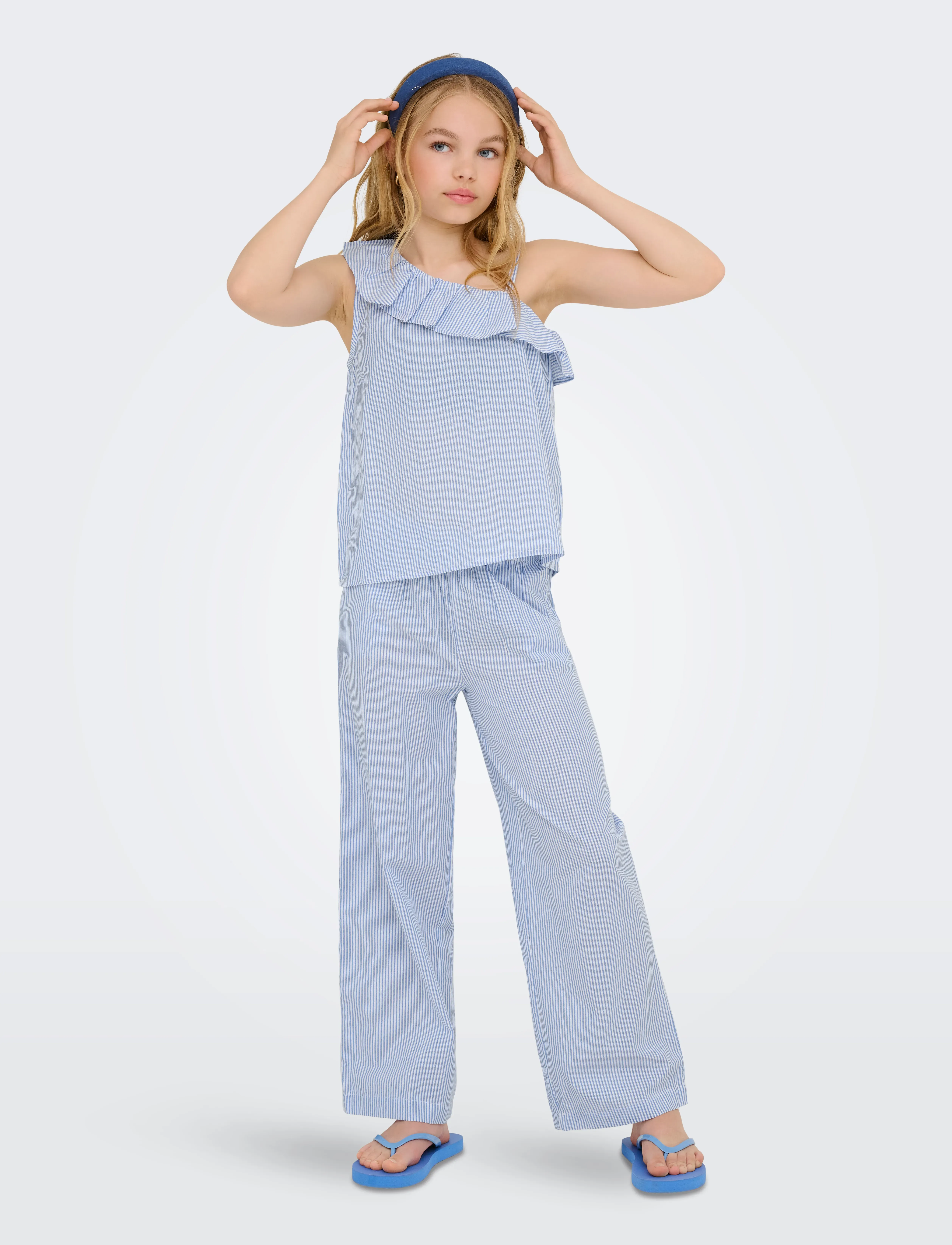 Kids Only - KOGSMILLA S/L ONESHOULDER TOP WVN - Ærmeløs undertrøje - cloud dancer - 5