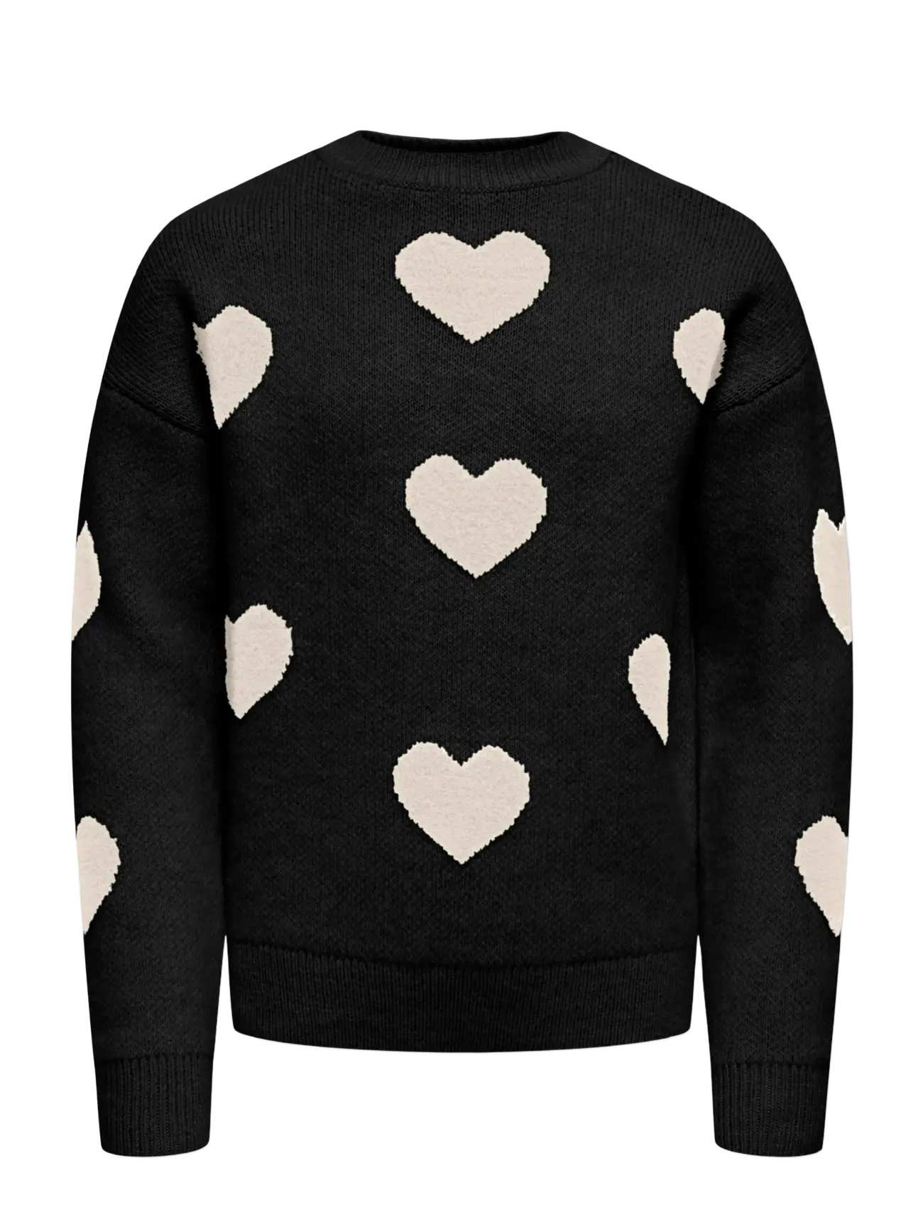 Kids Only Kognaja L/S Flower Pullover Knt, 122-128, Black, Strik > Pullovere, Børn