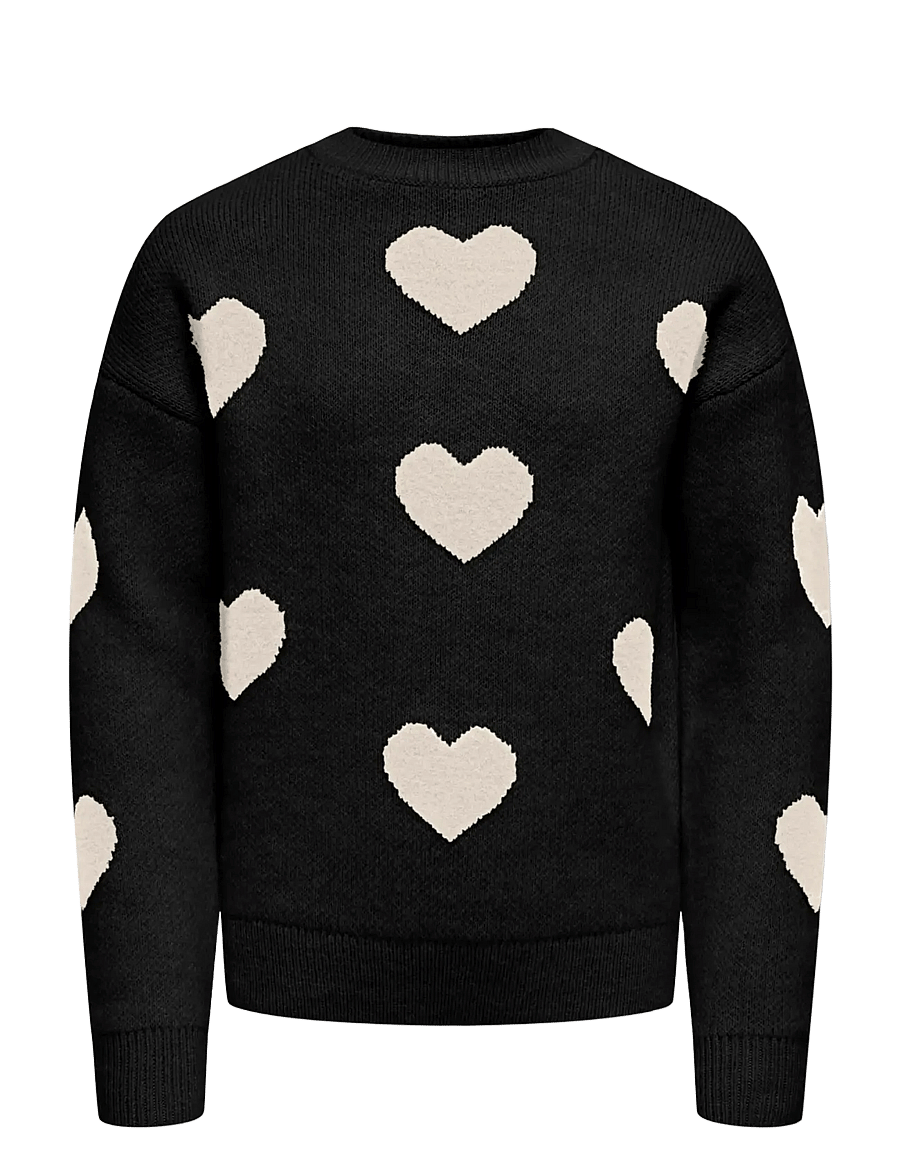 Kids Only - KOGNAJA L/S FLOWER PULLOVER KNT - stickade tröjor - black - 0