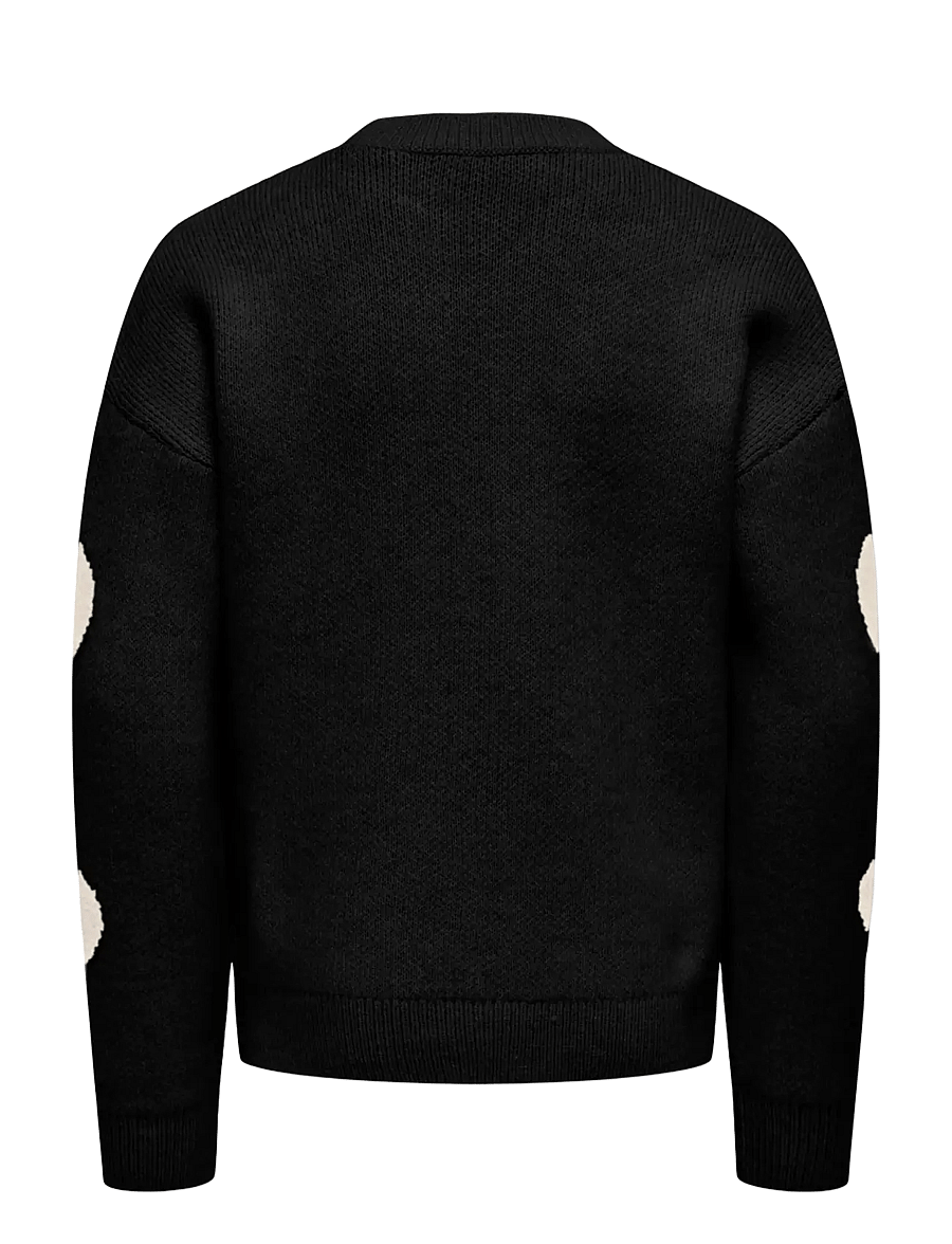 Kids Only - KOGNAJA L/S FLOWER PULLOVER KNT - stickade tröjor - black - 1