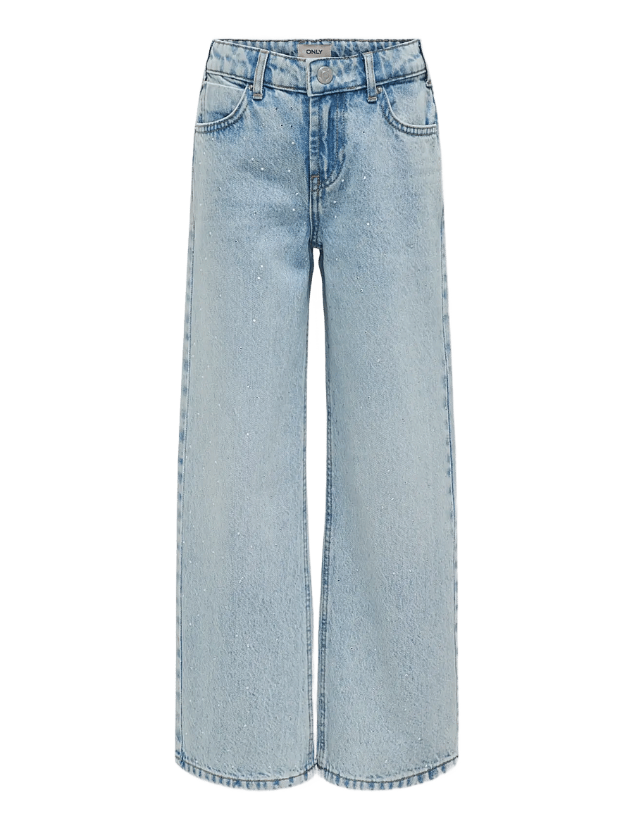 Kids Only - KOGCOBAIN RHINESTONE WIDE DNM AZG NOOS - pantalons larges - light blue denim - 1