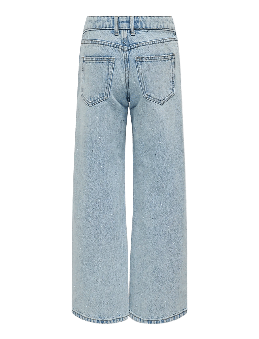 Kids Only - KOGCOBAIN RHINESTONE WIDE DNM AZG NOOS - pantalons larges - light blue denim - 2