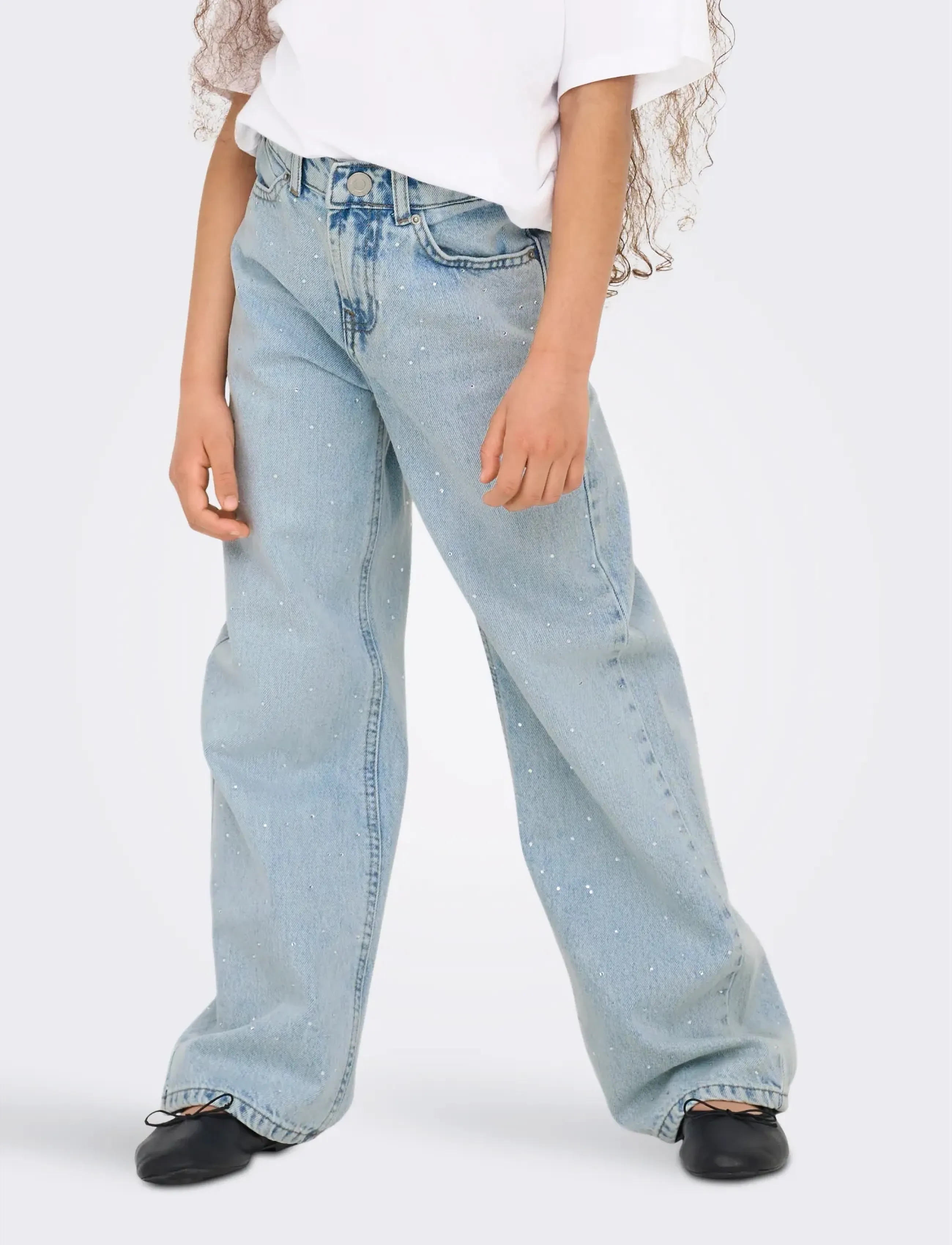 Kids Only Kogcobain Rhinestone Wide Dnm Azg Noos, 134, Jeans, Blau - Kinder
