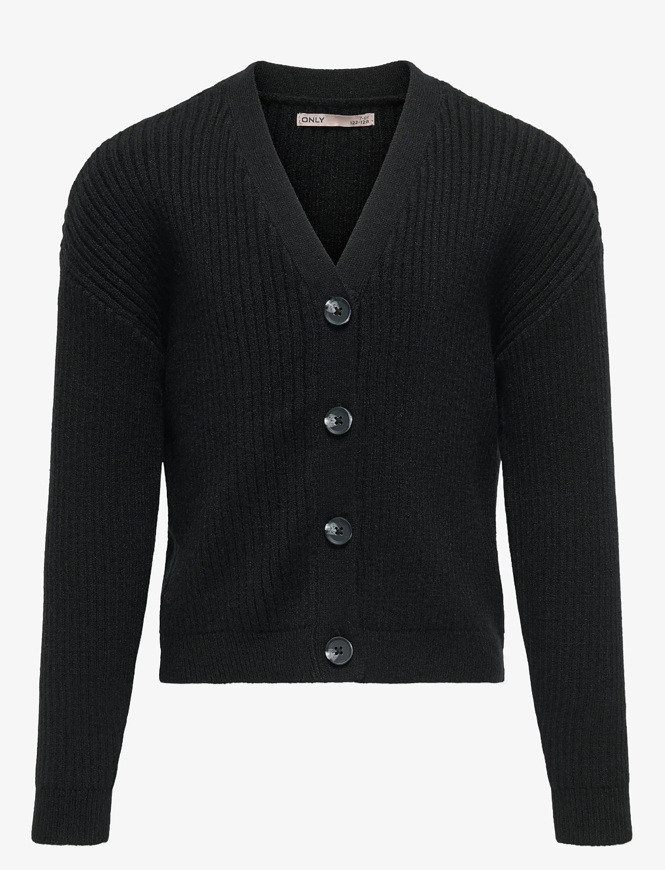 Kids Only - KOGMANDY LS SHORT BOXY CARDIGAN KNT NOOS - susegamieji megztiniai - black - 1