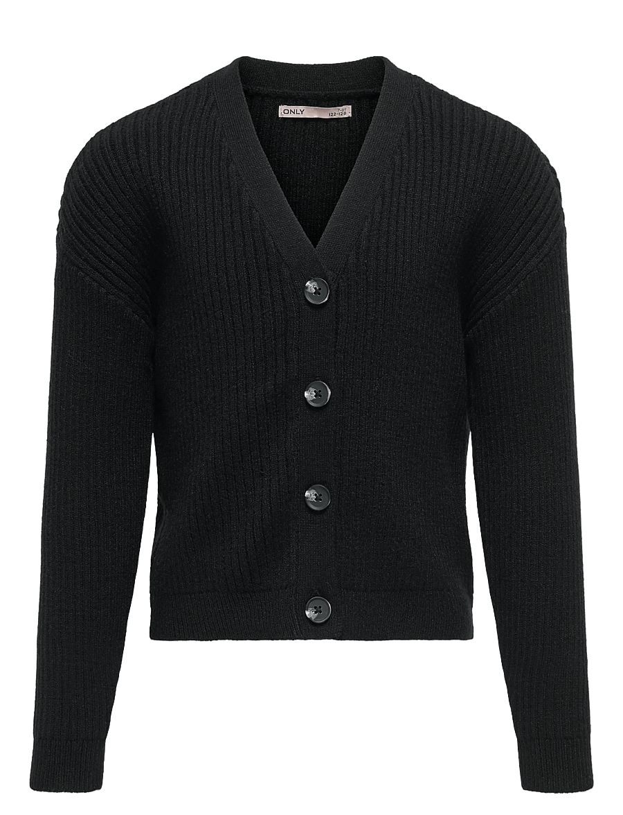 Kids Only - KOGMANDY LS SHORT BOXY CARDIGAN KNT NOOS - gilets - black - 1