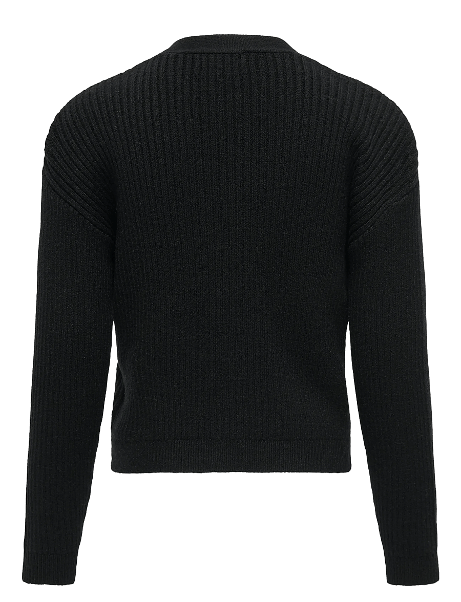 Kids Only - KOGMANDY LS SHORT BOXY CARDIGAN KNT NOOS - gilets - black - 2