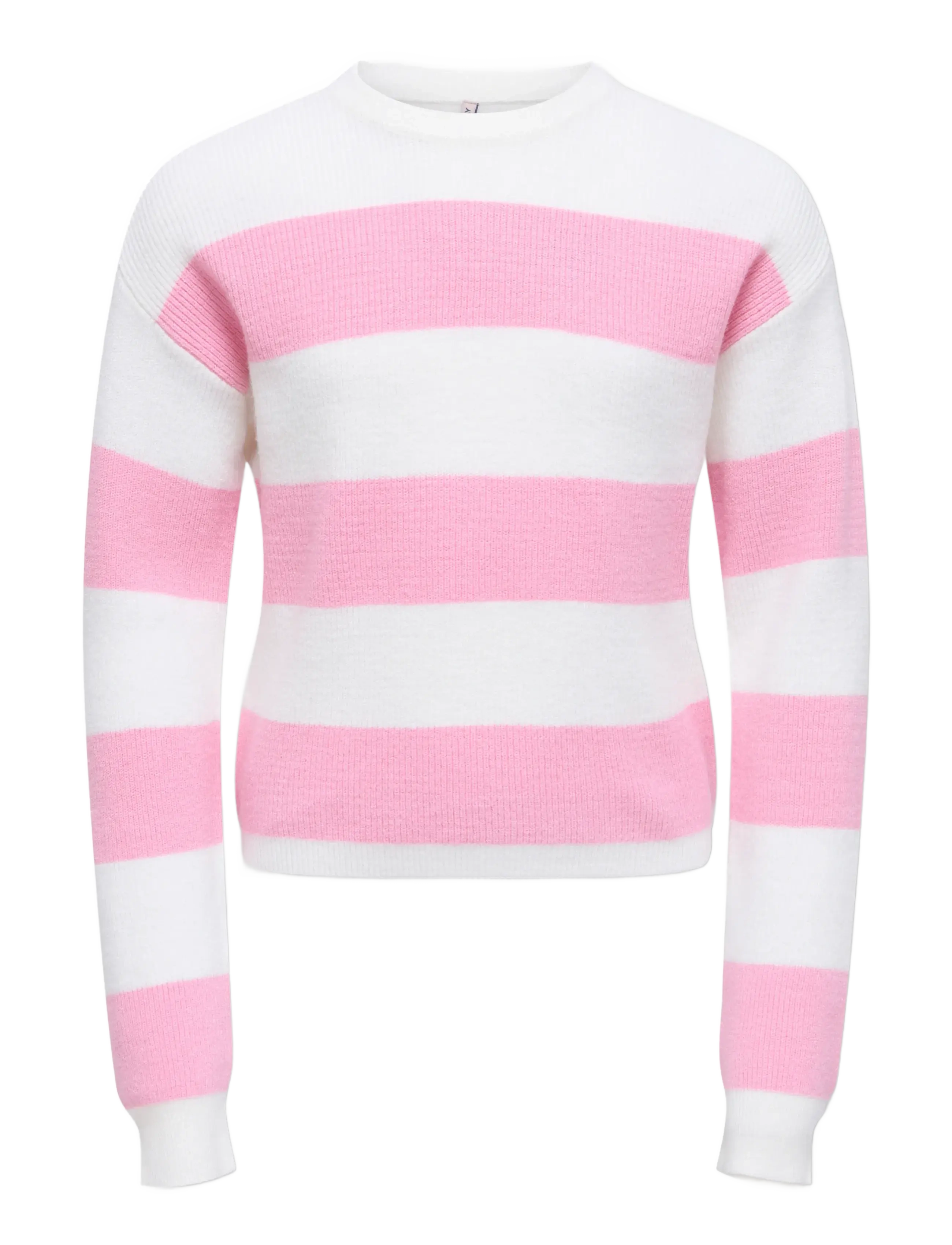 Kids Only KOGFRANCA LIFE SHORT L/S STRIPE KNT NOOS - Alussärgid - CLOUD DANCER / pink/rose