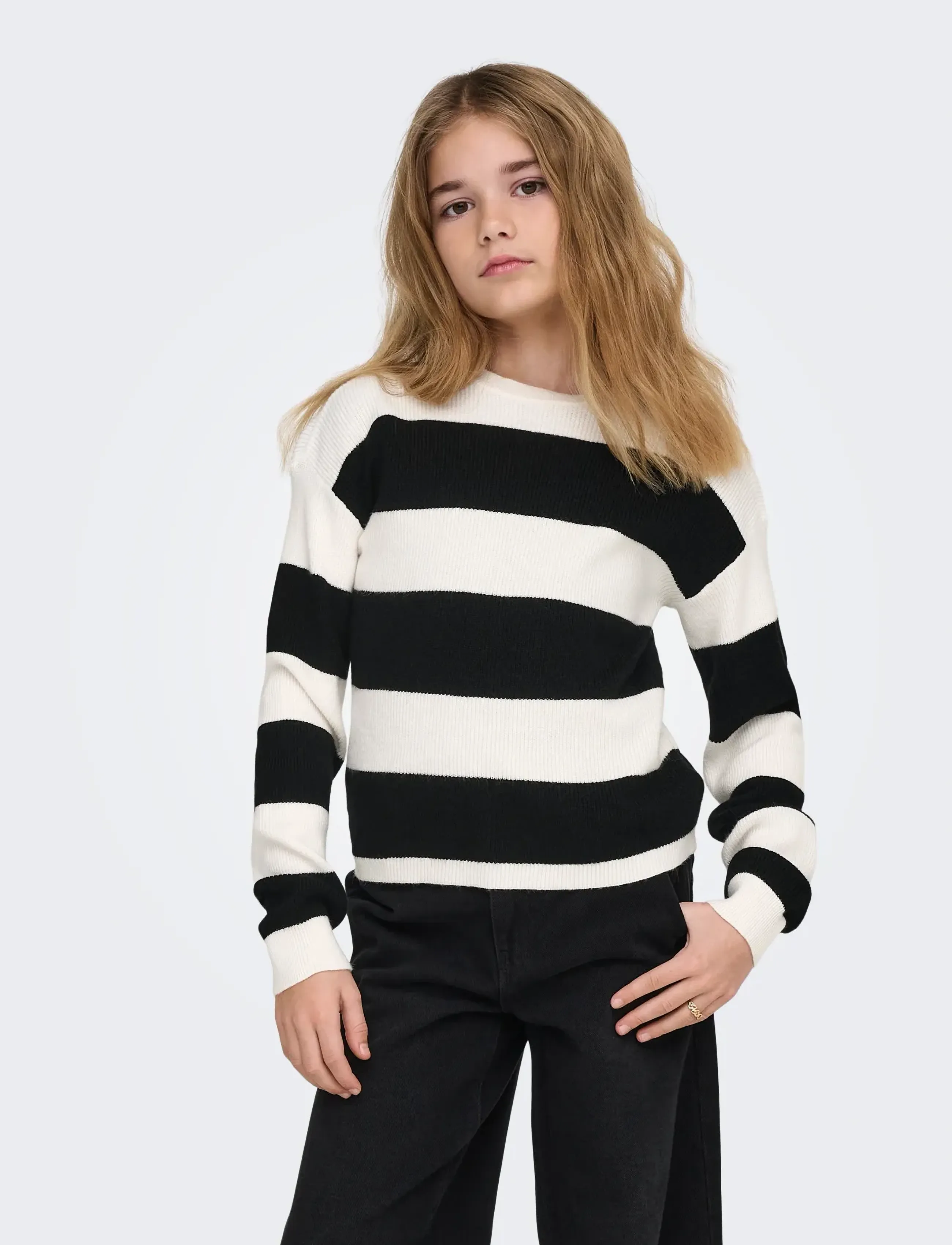 Kids Only Kogfranca Life Short L/S Stripe Knt Noos, 122-128, Multi/patterned, Strik > Pullovere, Børn