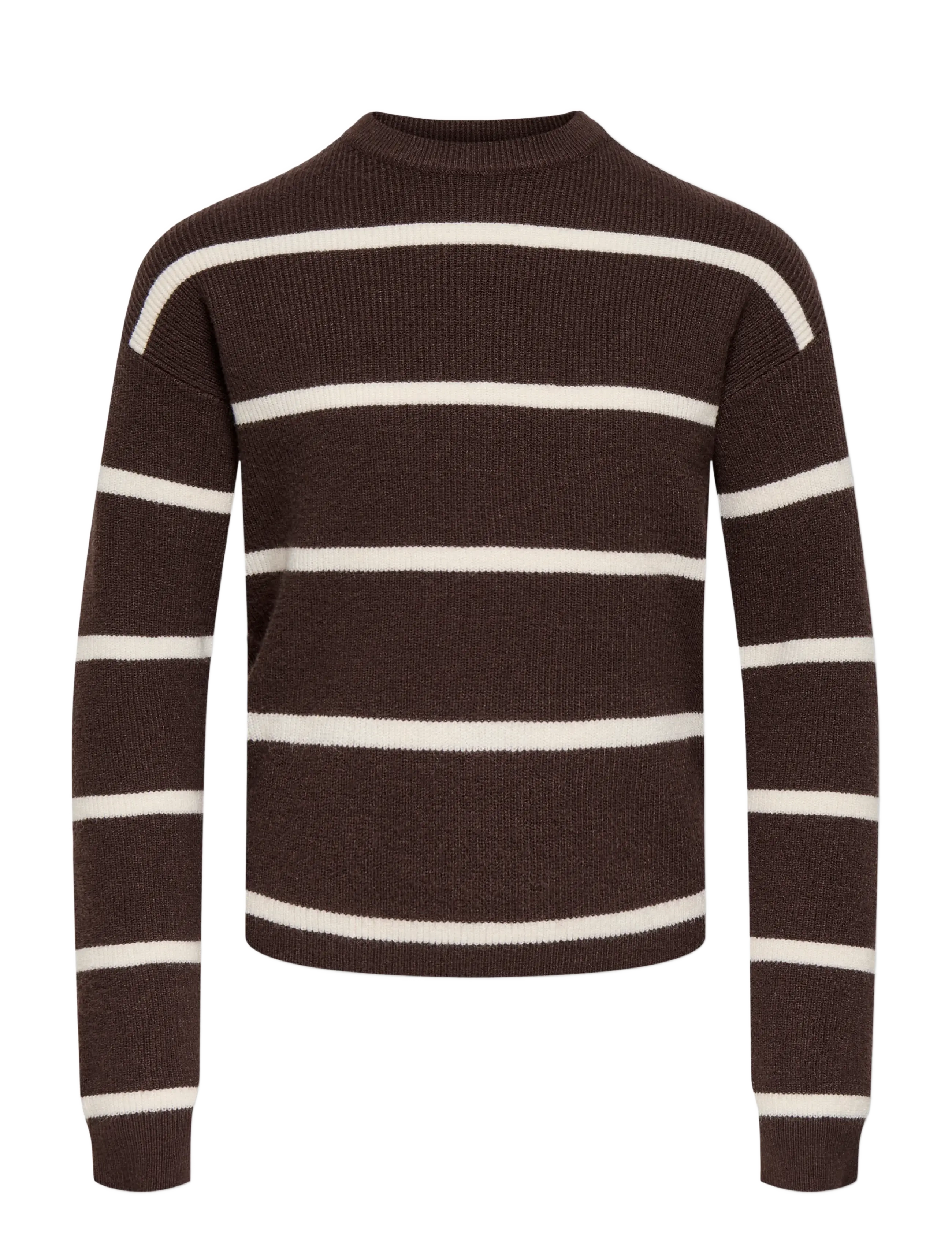 Kids Only Kogfranca Life Short L/S Stripe Knt Noos, 122-128, Brown, Strik > Pullovere, Børn