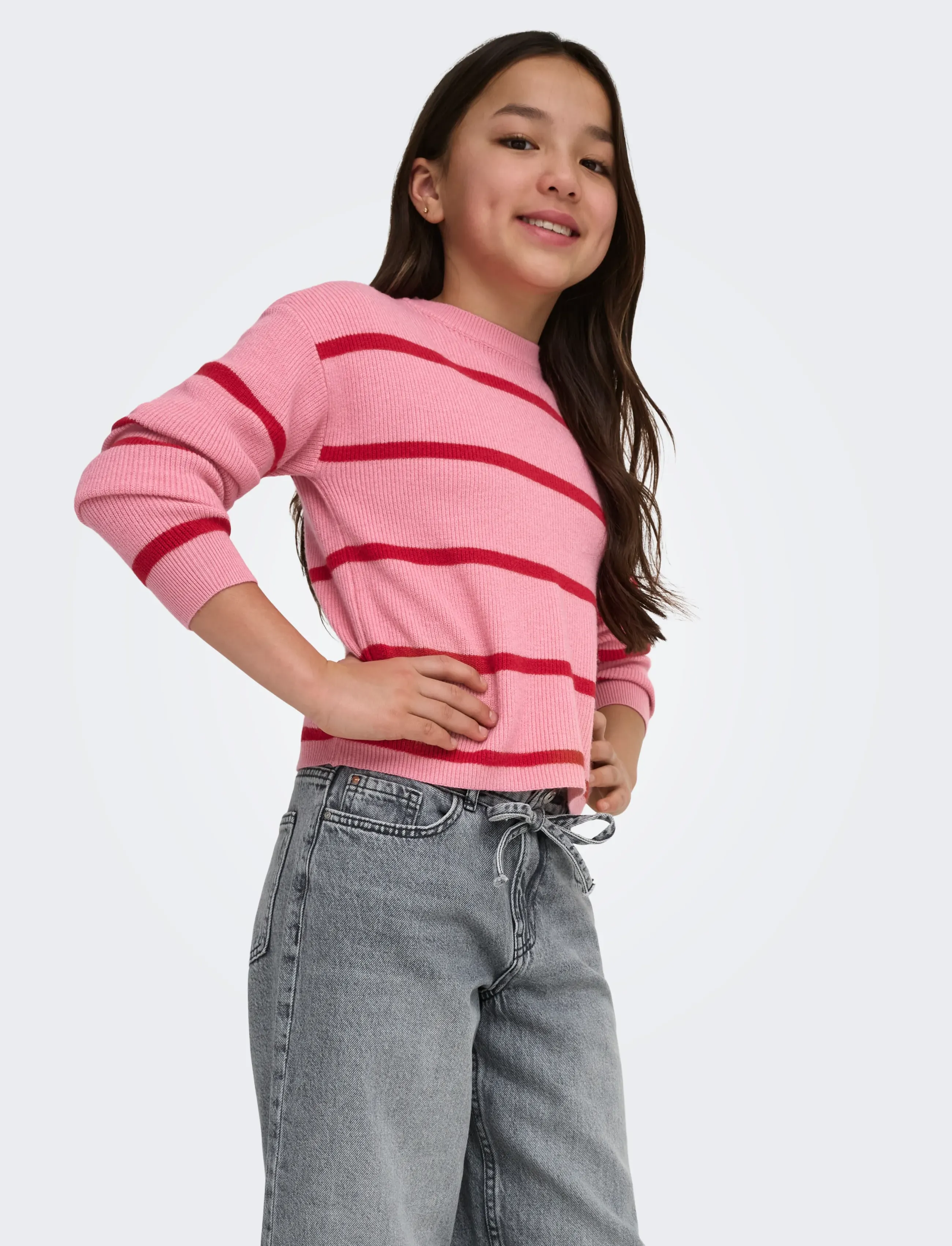 Kids Only - KOGFRANCA LIFE SHORT L/S STRIPE KNT NOOS - autumn clothing - sea pink - 5