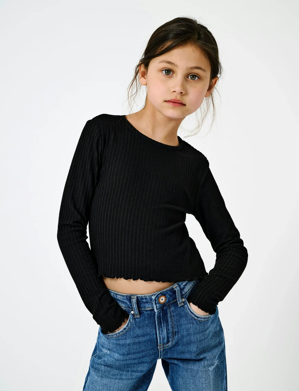 Kids Only - KOGNELLA L/S O-NECK TOP JRS NOOS - langärmelig - black - 0