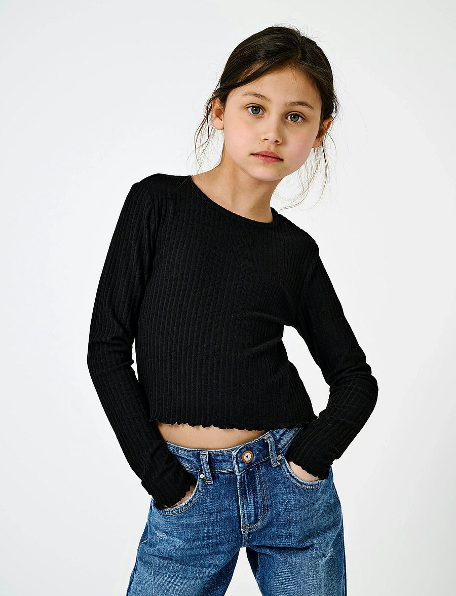 Kids Only - KOGNELLA L/S O-NECK TOP JRS NOOS - pikkade varrukatega t-särgid - black - 0