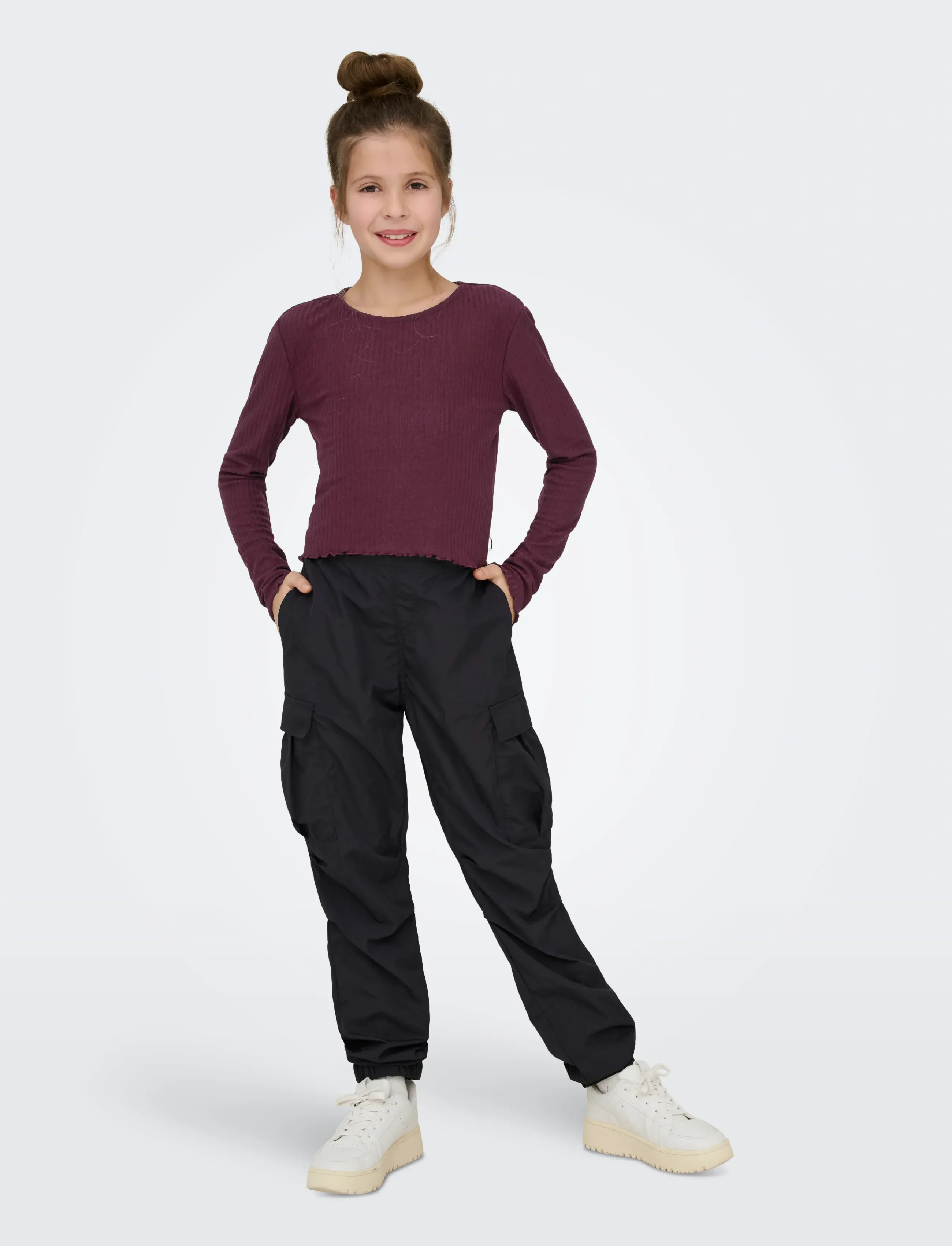 Kids Only - KOGNELLA L/S O-NECK TOP JRS NOOS - langærmede t-shirts - mauve wine - 4