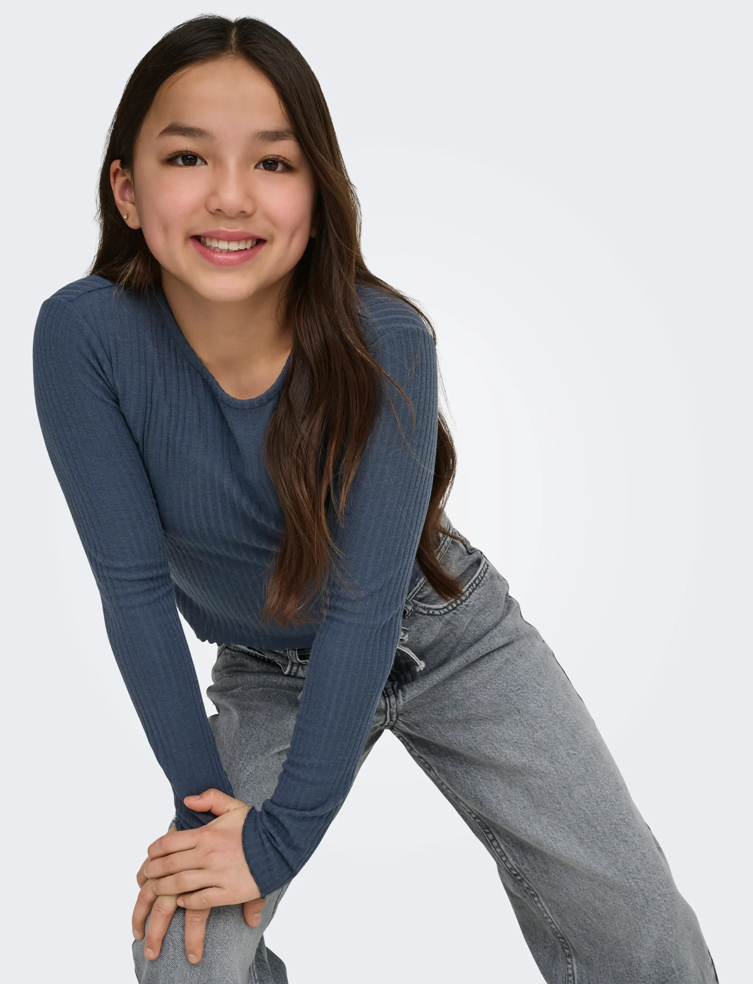 Kids Only - KOGNELLA L/S O-NECK TOP JRS NOOS - langærmede t-shirts - ombre blue - 4