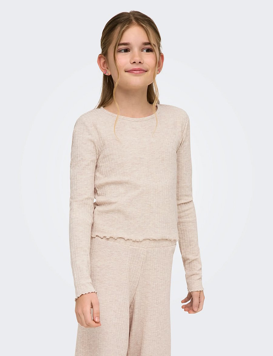 Kids Only - KOGNELLA L/S O-NECK TOP JRS NOOS - t-shirts à manches longues - pumice stone - 0