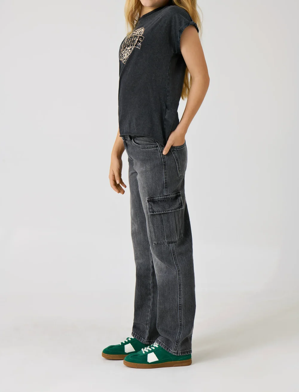 Kids Only - KOGHARMONY WIDE CRGO CARROT AZG414 NOOS - cargobukser - dark grey denim - 0