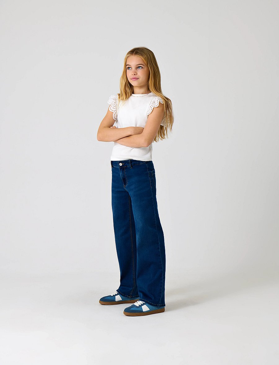 Kids Only - KOGSYLVIE CLEAN WDE LEG DNM BJ13964 NOOS - pantalons larges - dark blue denim - 0
